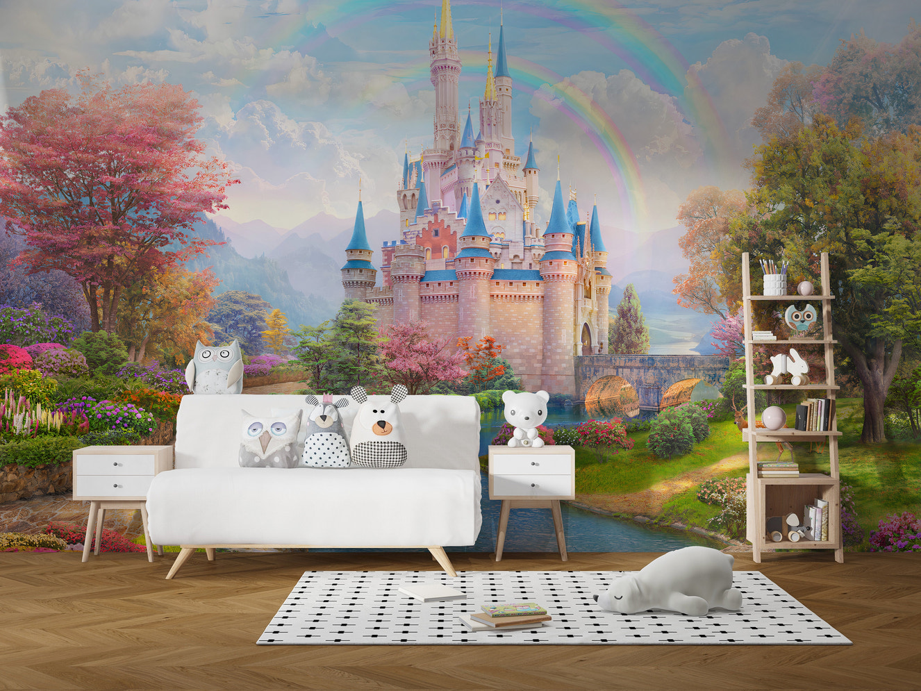 Enchanting Princess Castle Wallpaper for Kids Room
