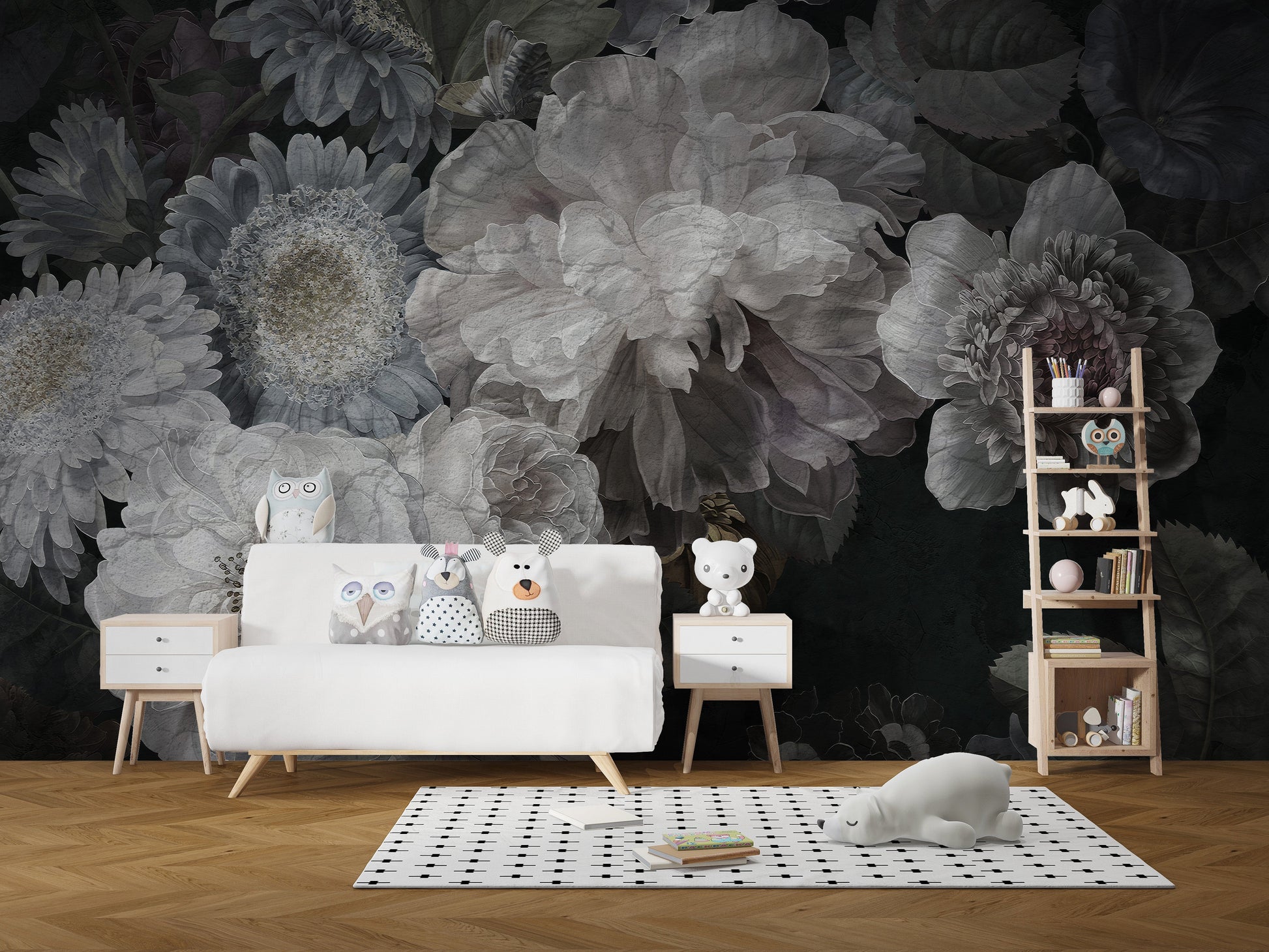 White Color Wild Flowers Wallpaper Murals - Giffywalls