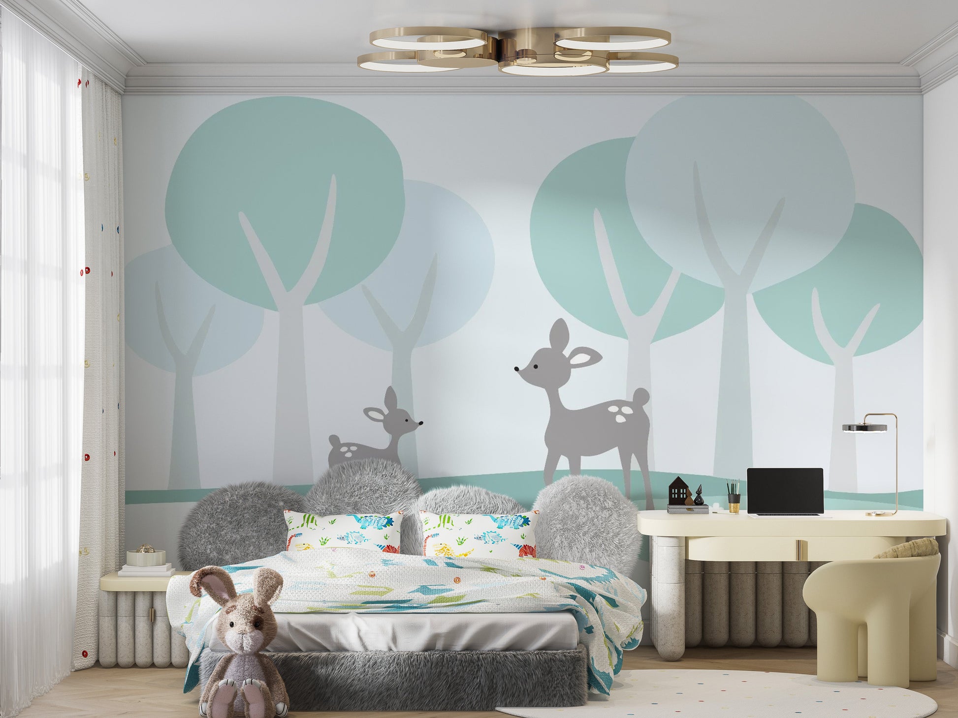 Nursery Area Fawn in Forest Wallpaper Mural - Giffywalls