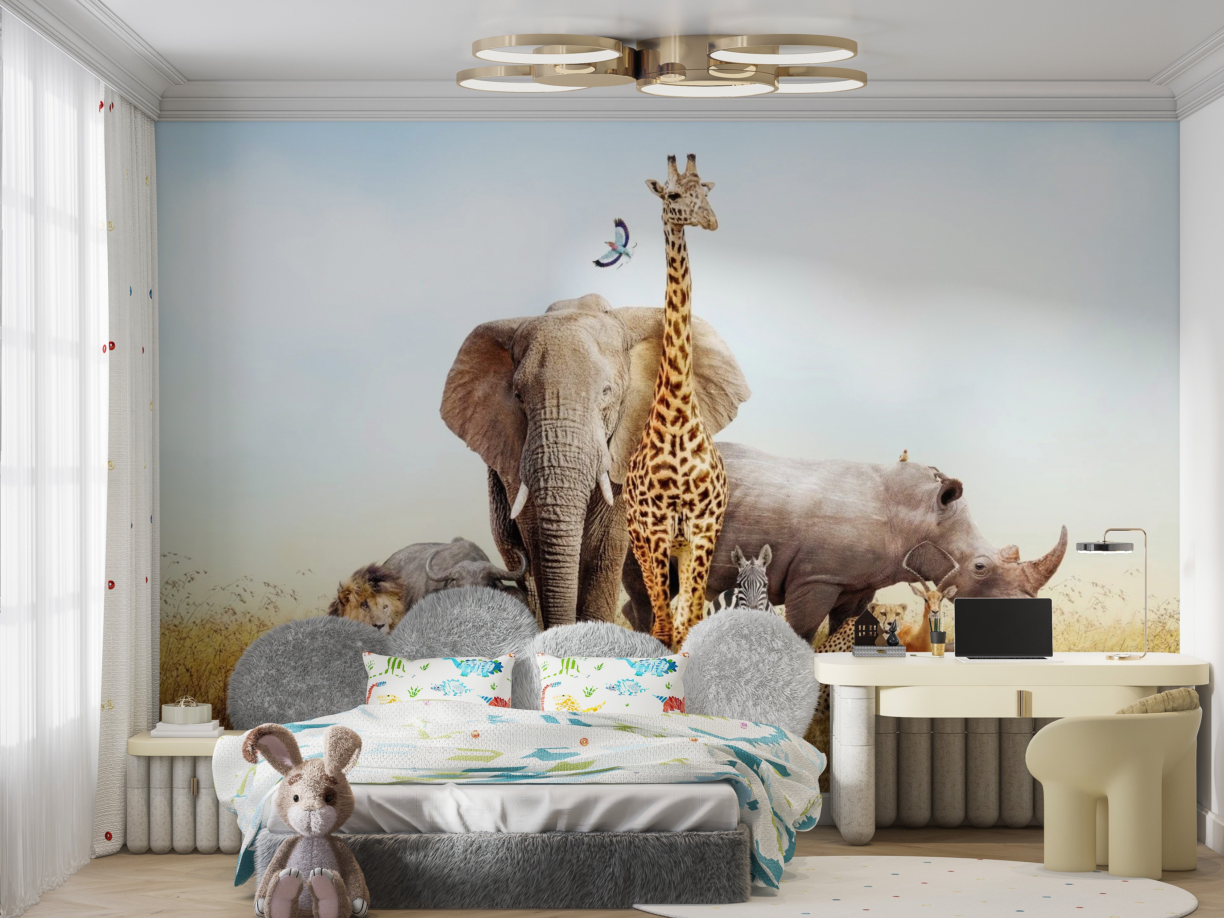 Fun African Animals Safari Kids Room Wallpaper mural