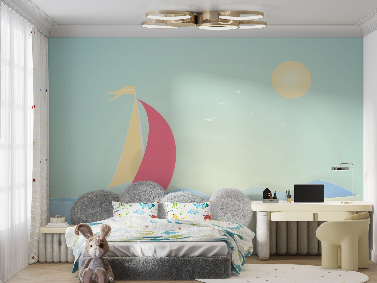 Summer Boat Sailing Wallpaper Mural - Giffywalls