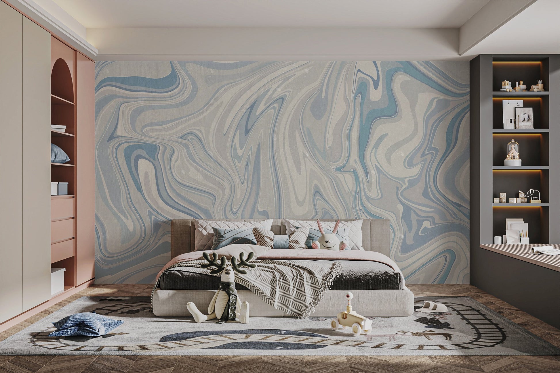 Sophisticated Klint Misty Blue Wallpaper mural