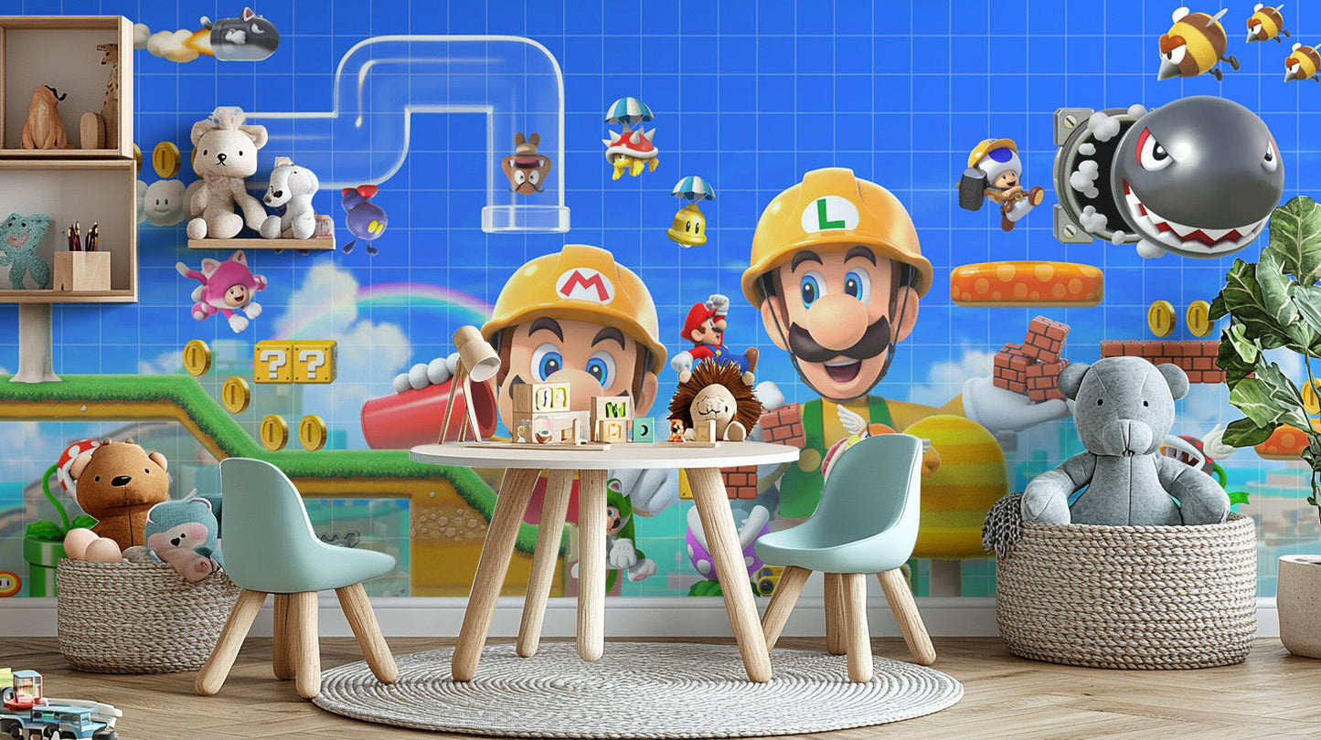 Kids wallpaper featuring Super Mario Bros theme
