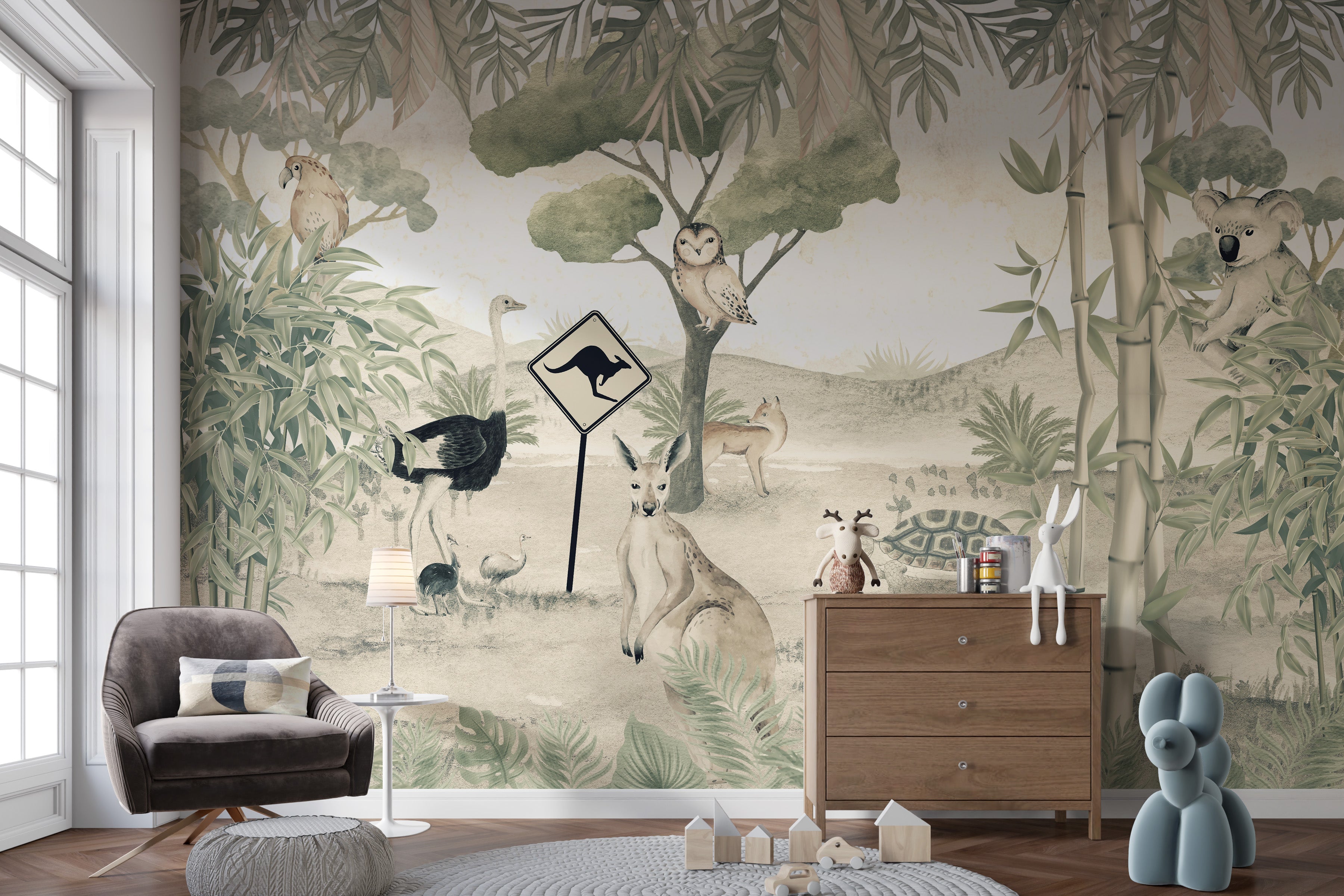 Aussie Fauna Fantasy Mural - Giffywalls