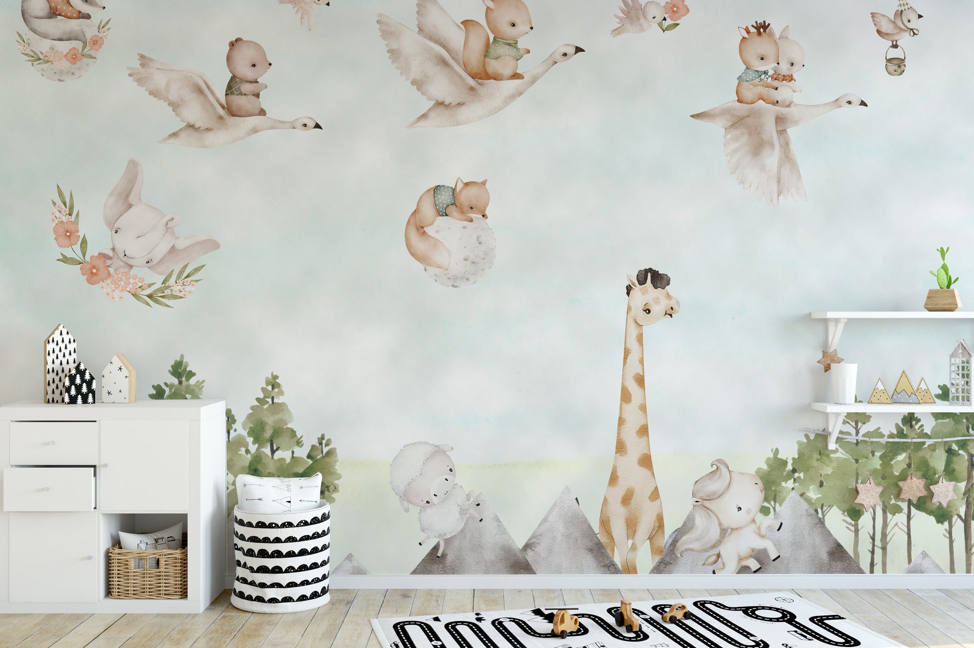 Enchanted Woodland Creatures Mural for kids