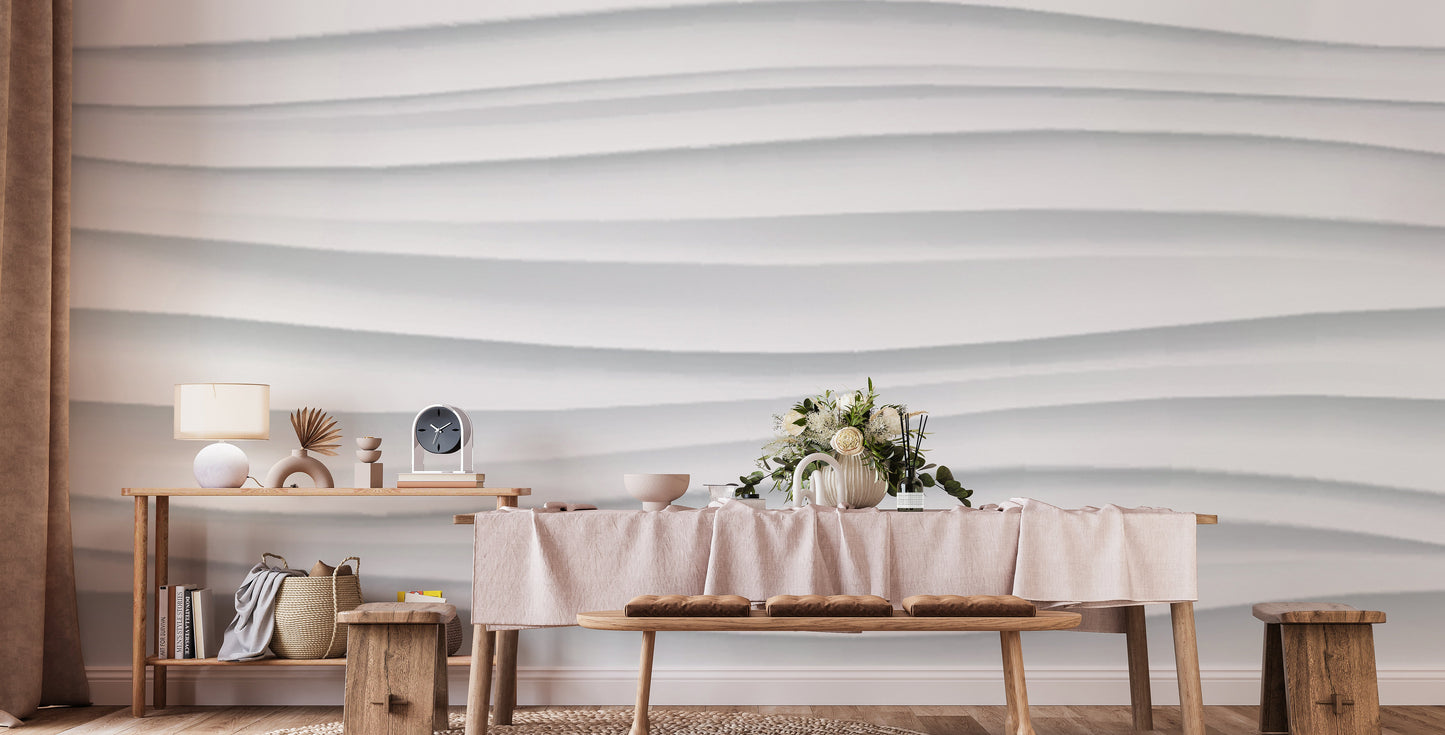 Abstract White Waves Wallpaper Mural - Giffywalls