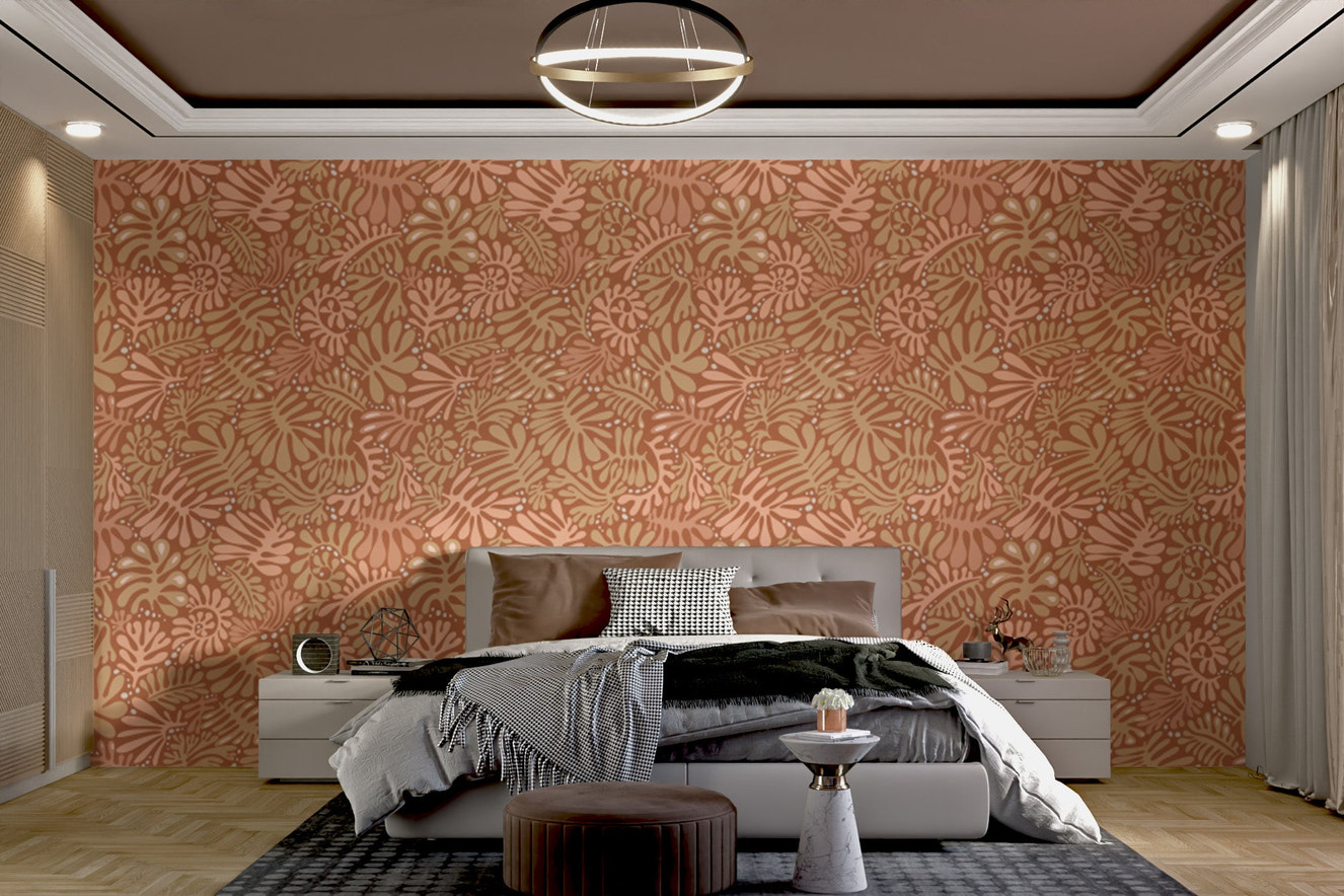 Rustic Matisse leaf wallpaper