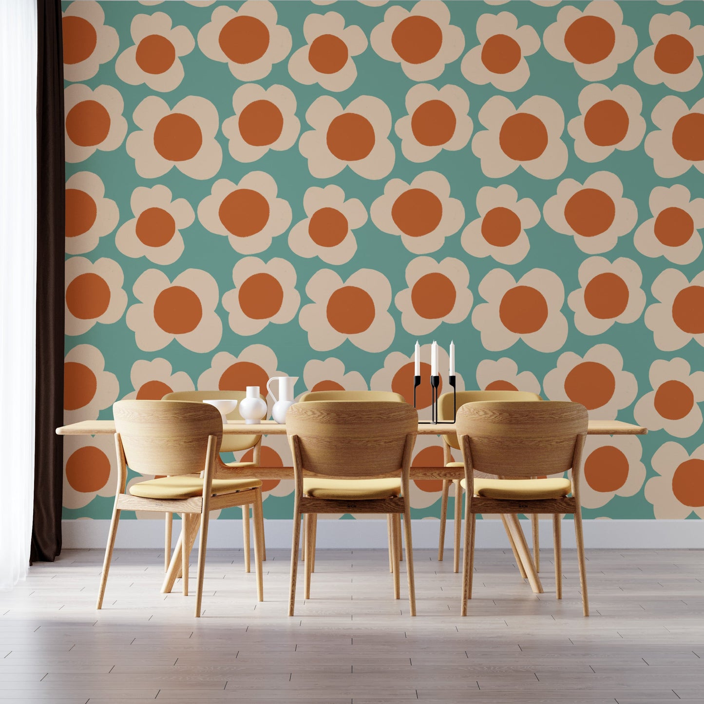 Vibrant sunflower pattern wallpaper design
