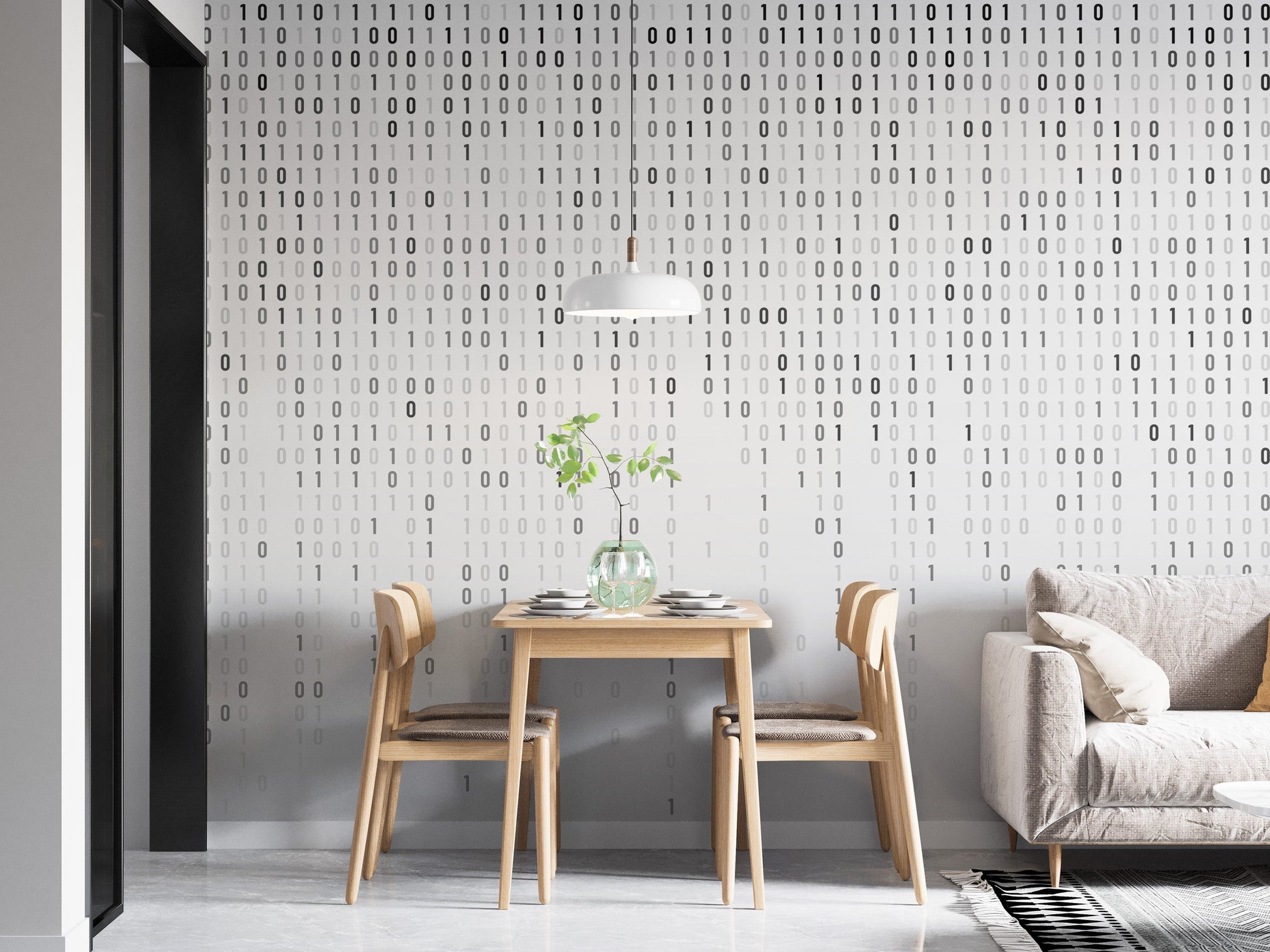 Digital Binary Code Wall Mural - Giffywalls