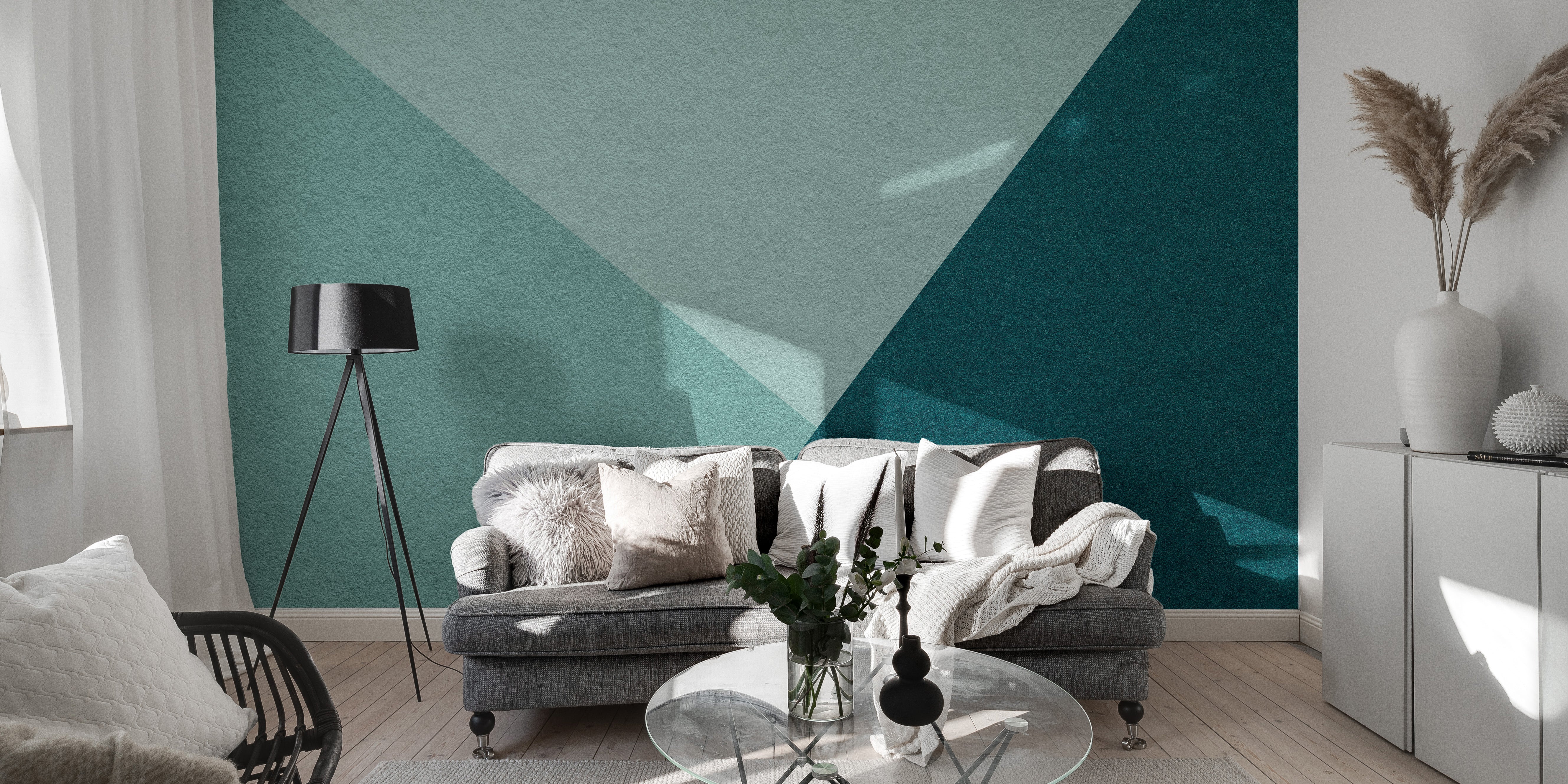 Emerald and Cyan Geometric Wallpaper - Giffywalls