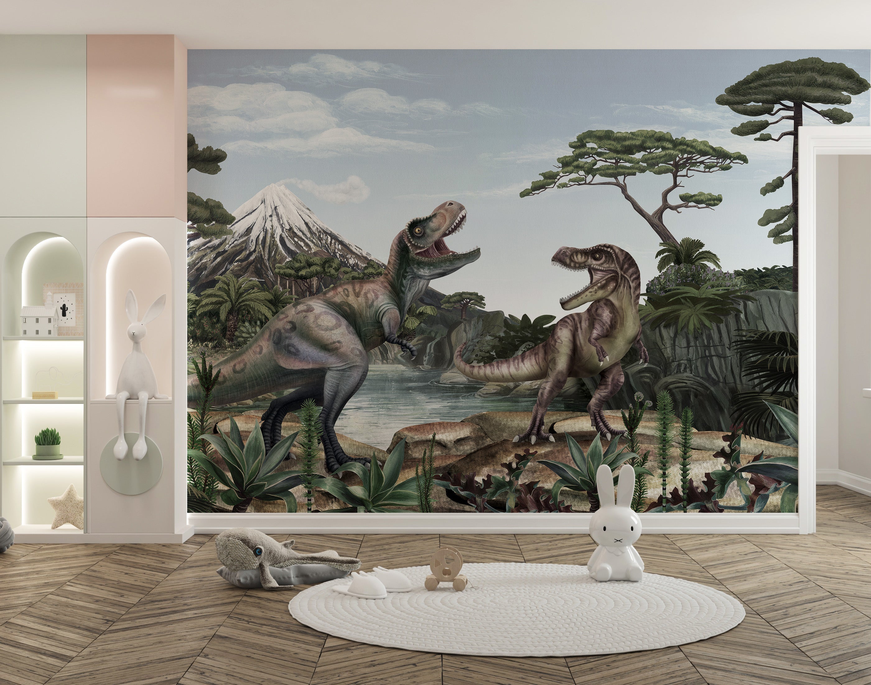 Terrific T-Rex Dinosaur Mural Wallpaper - Giffywalls