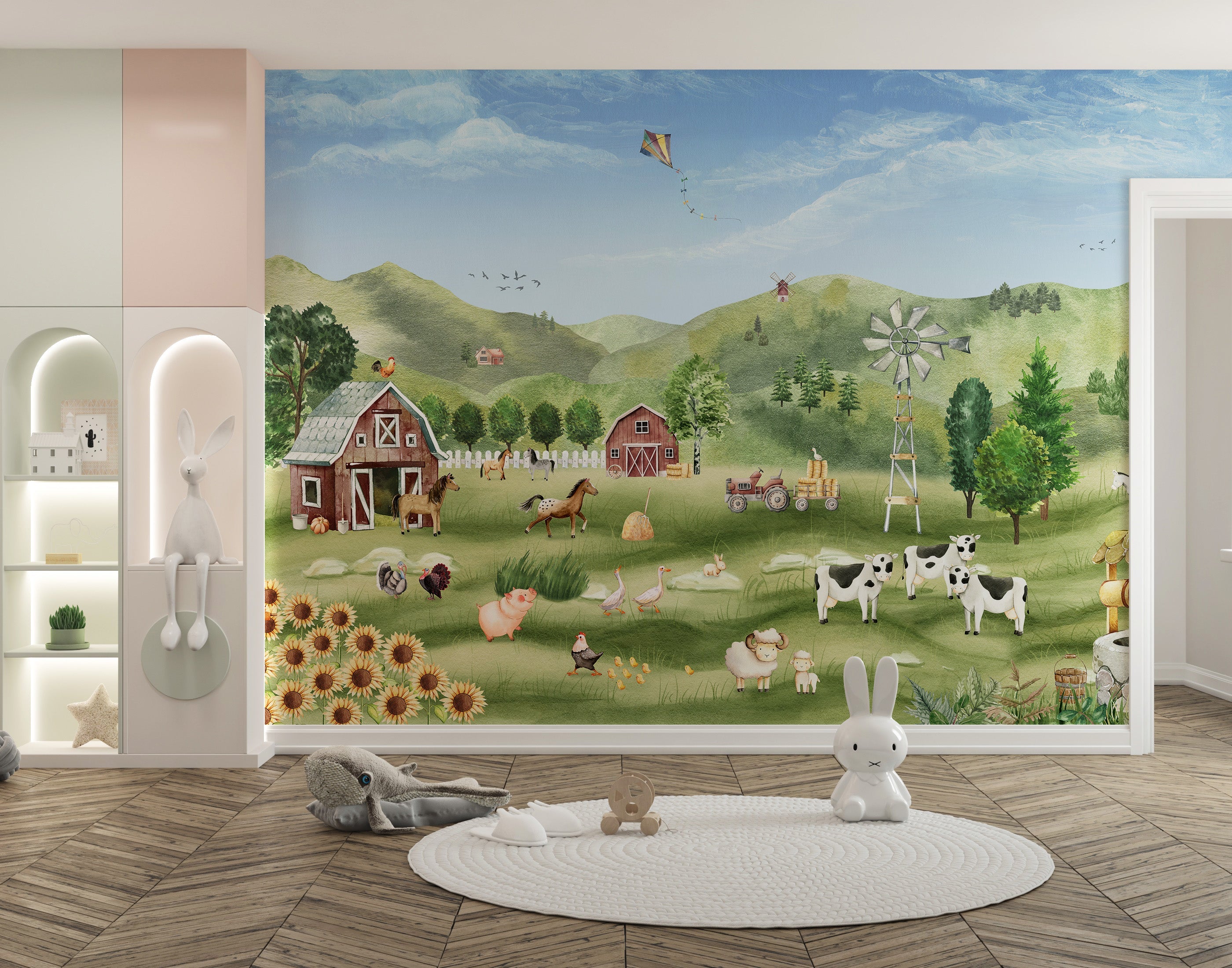 Farm Animals Wallpaper for Nursery Walls - Giffywalls