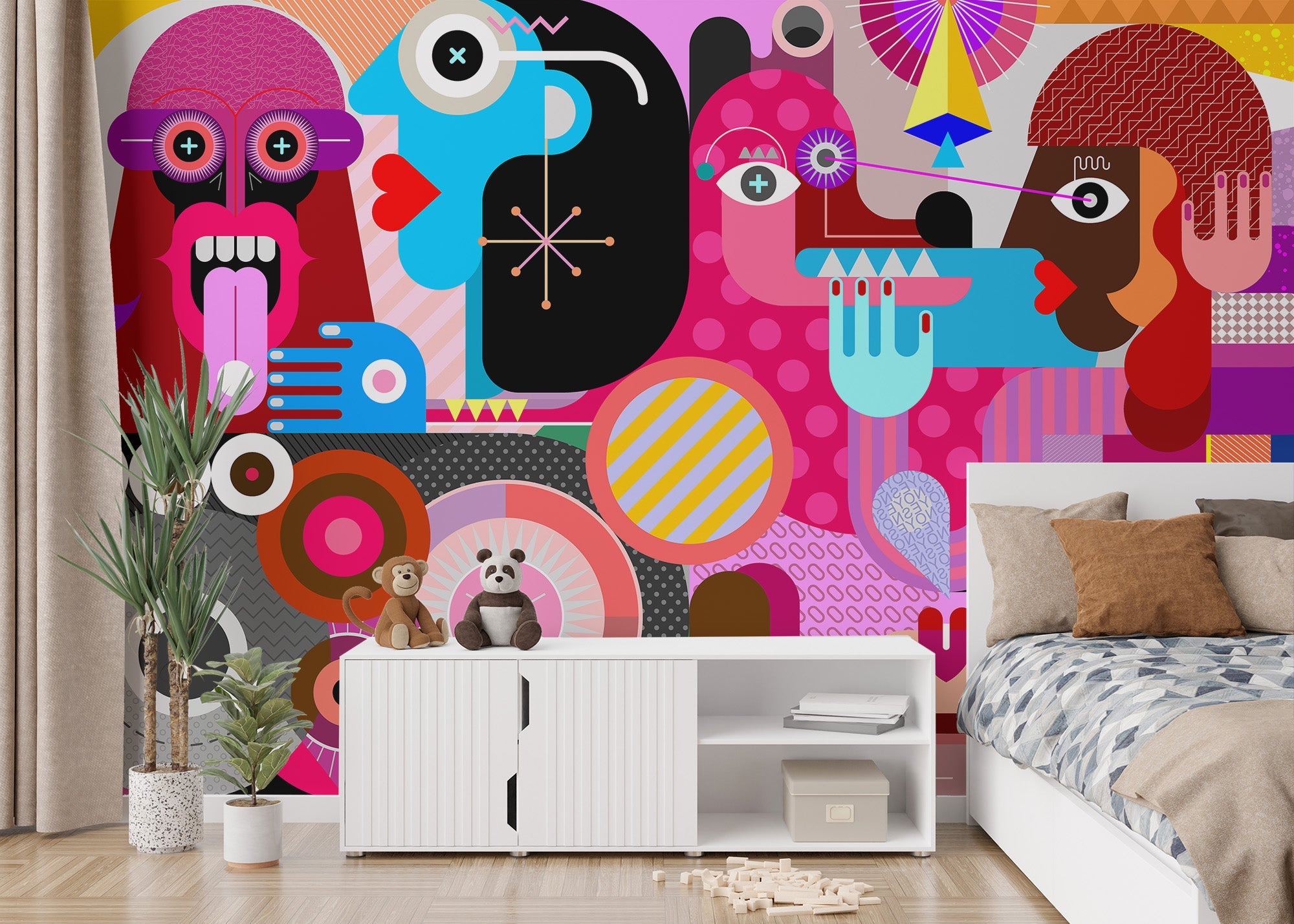 Abstract Pop Art Faces Wall Mural - Giffywalls