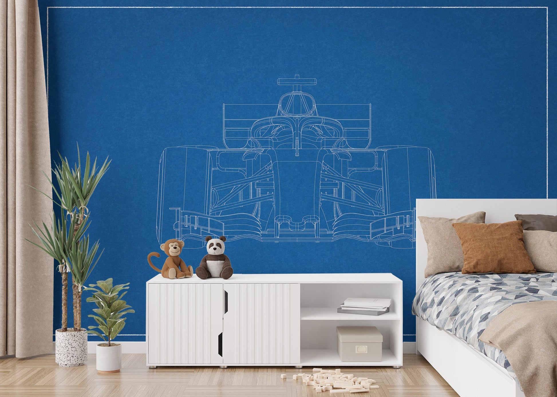 Formula One Car Blueprint Style Wall Mural - Giffywalls