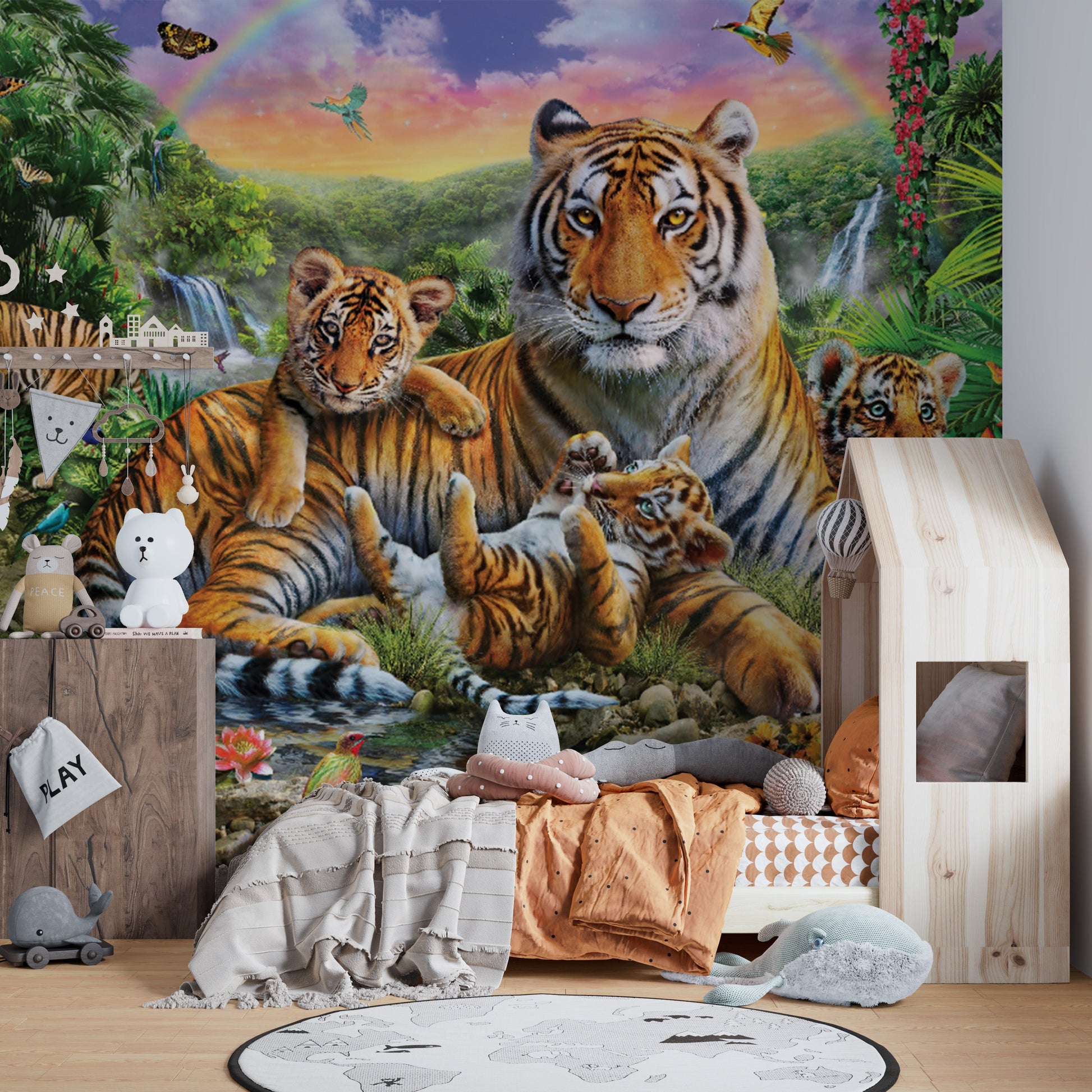 Artistic Tiger and Jungle Mural
