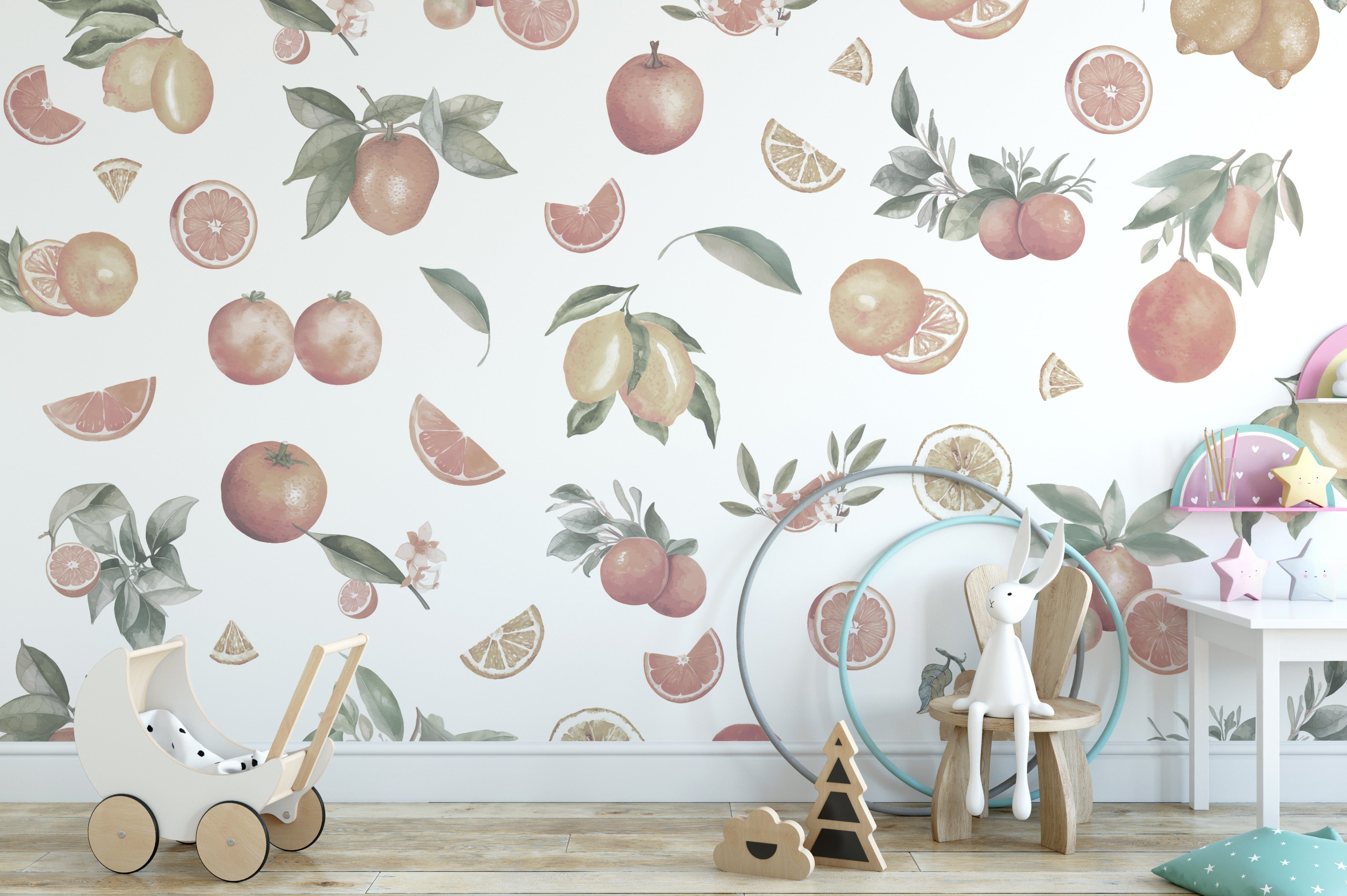 Citrus Orchard Delight wallpaper mural for interiors