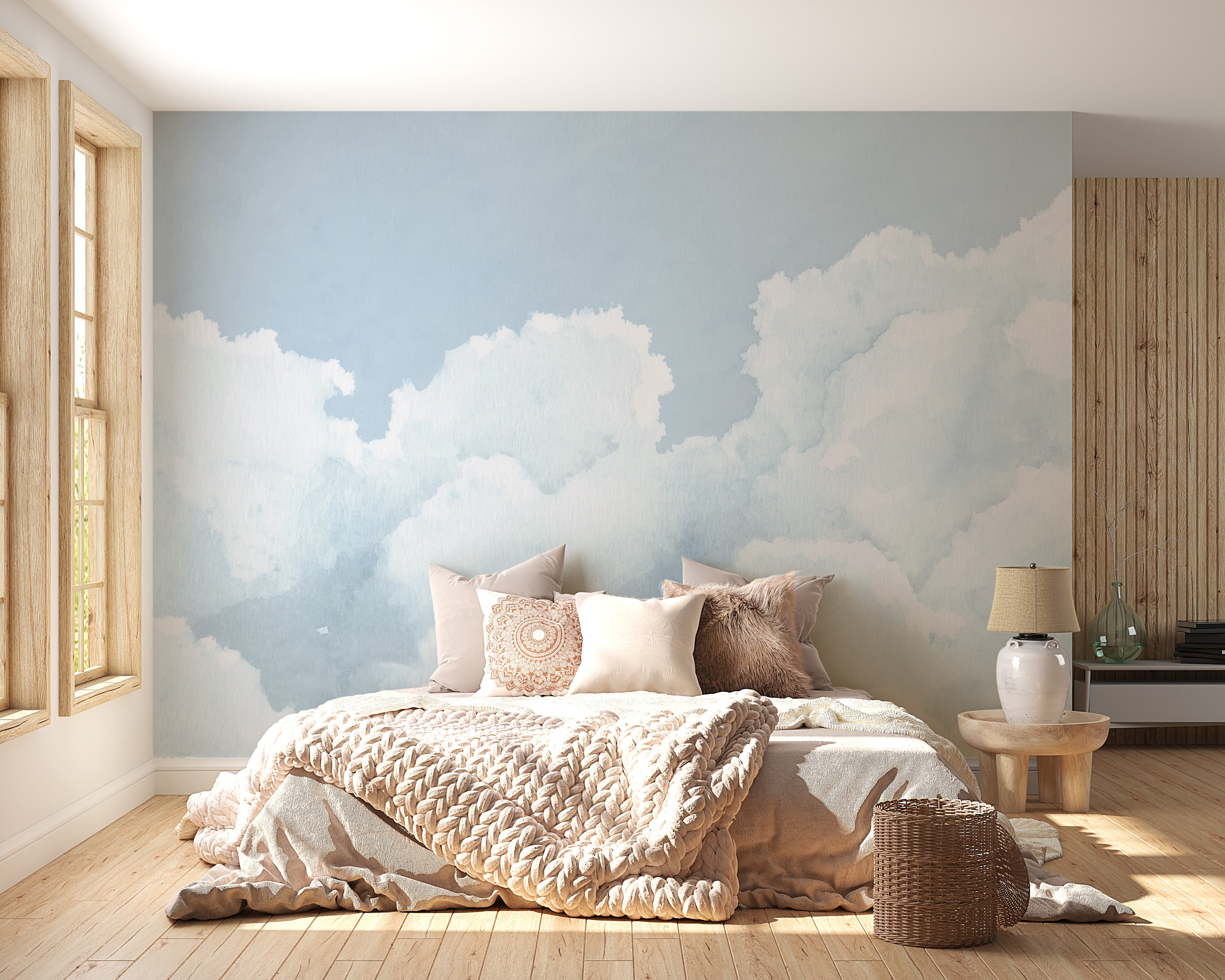 Light Blue Sky Watercolour Wallpaper - Giffywalls