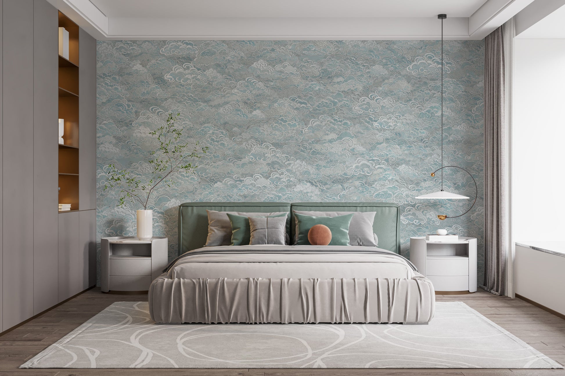 Clouds Baby Blue and White Wallpaper Murals - Giffywalls