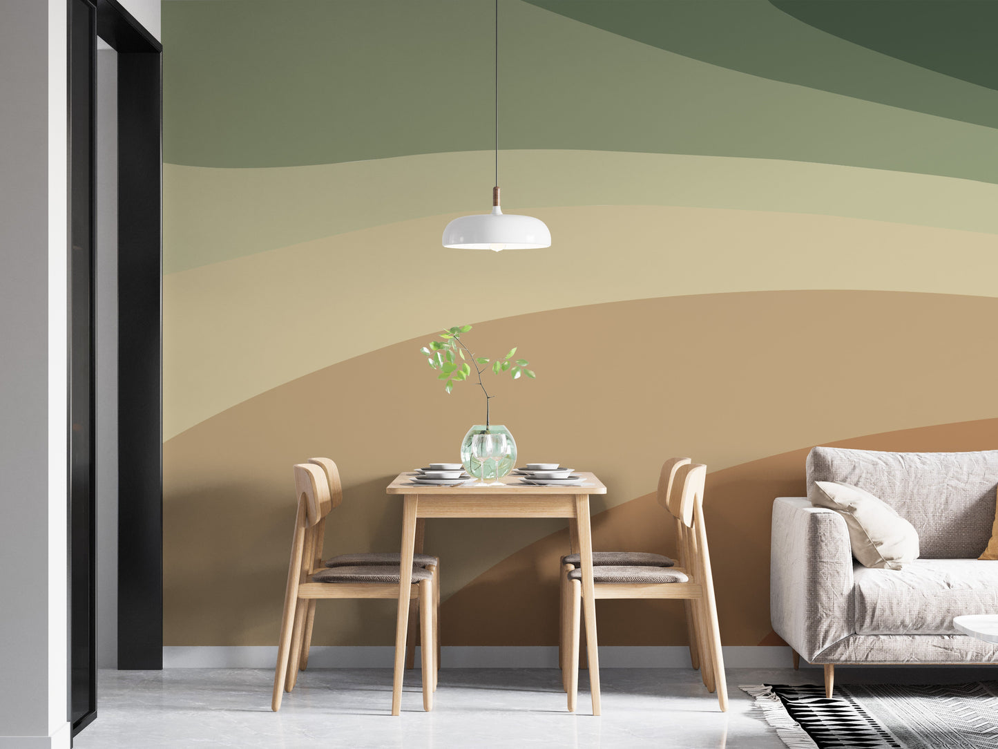 Soft and inviting warm spectrum wallpaper mural design