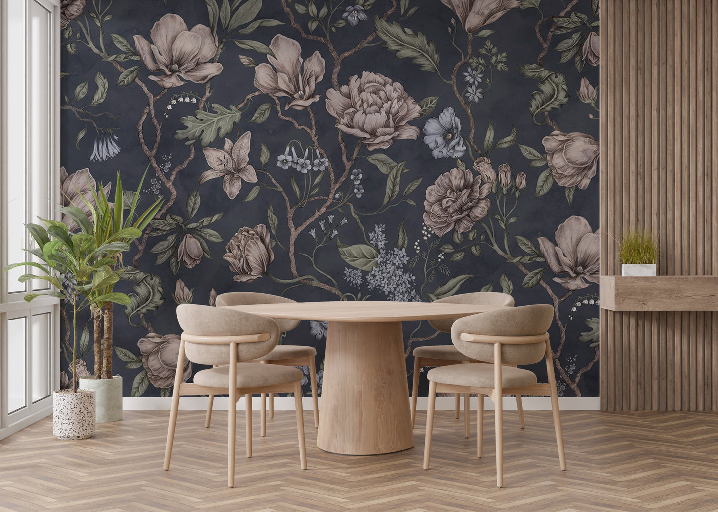 Dark Blue Garden Wallpaper for bold aesthetics
