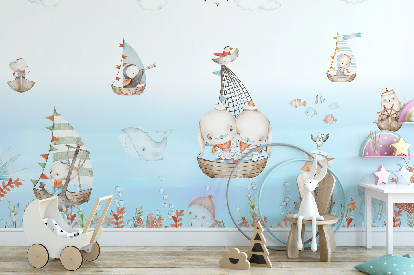 Adorable Nautical Nursery Voyage Wallpaper for interiors