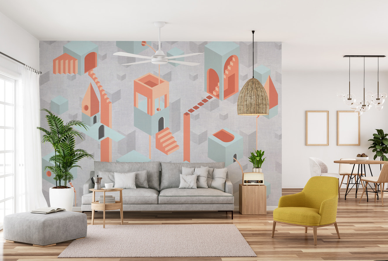 Abstract Geometric Construction Wall Mural
