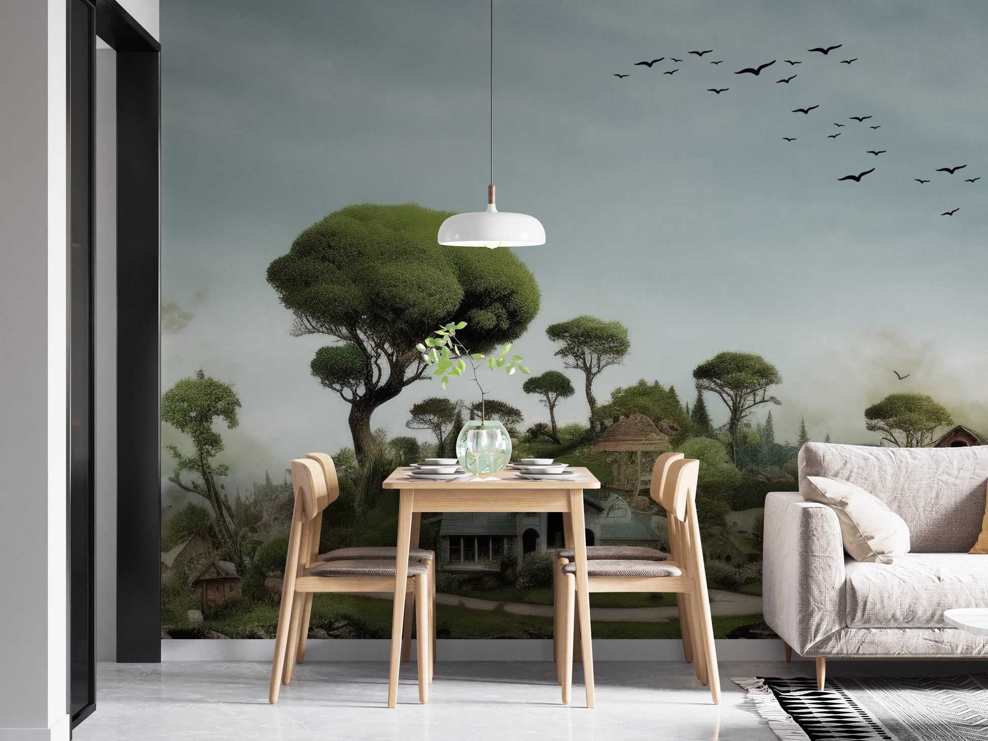 Mystical glade wallpaper mural with enchanting forest scenes