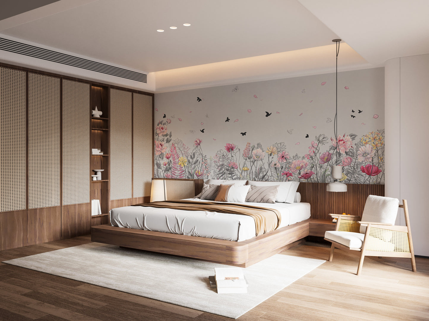 Serene floral orchard wallpaper murals for walls