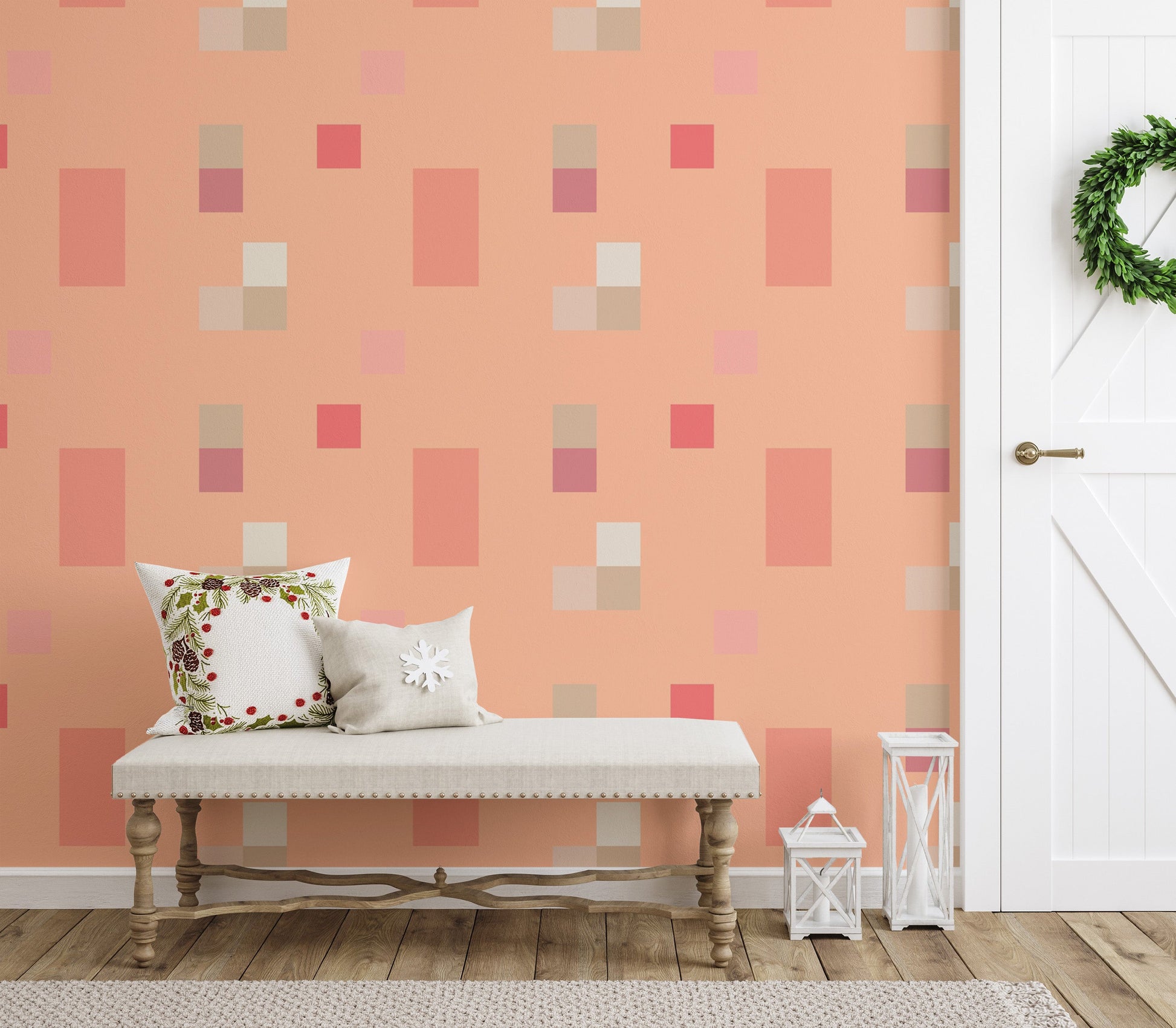 Elegant Peach Fuzz Tile Pattern Wallpaper design