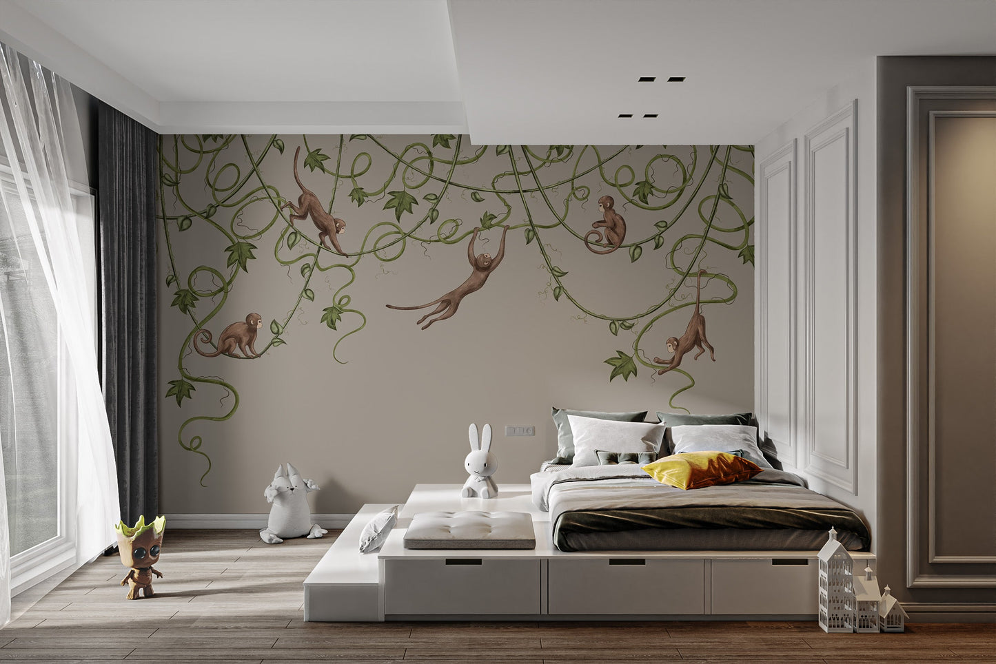 Joyful Monkey Nursery Wallpaper - Giffywalls