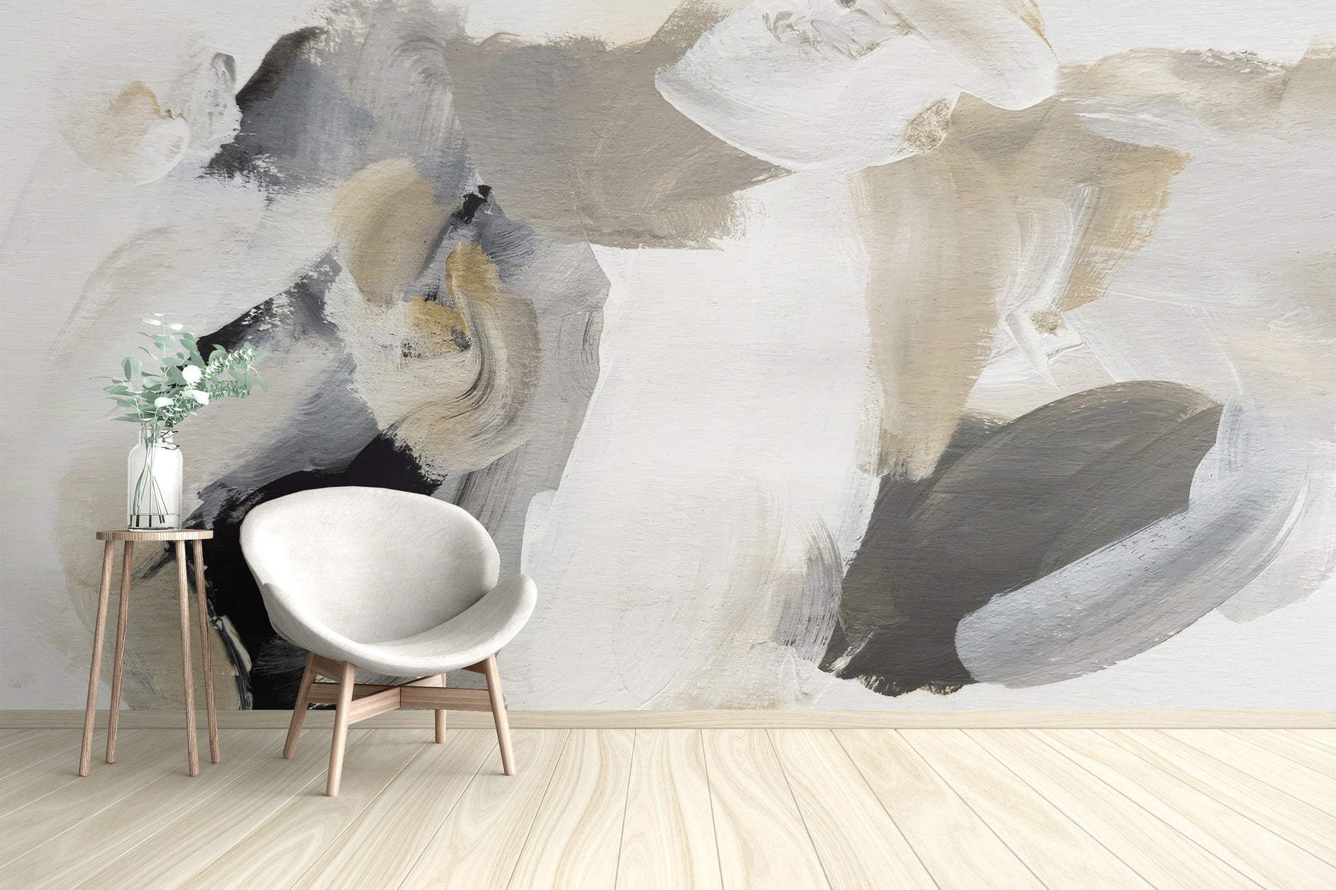 Soft abstract brushstroke mural
