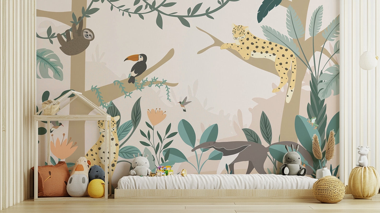 Kids Jungle Animal Wallpaper Mural - Giffywalls