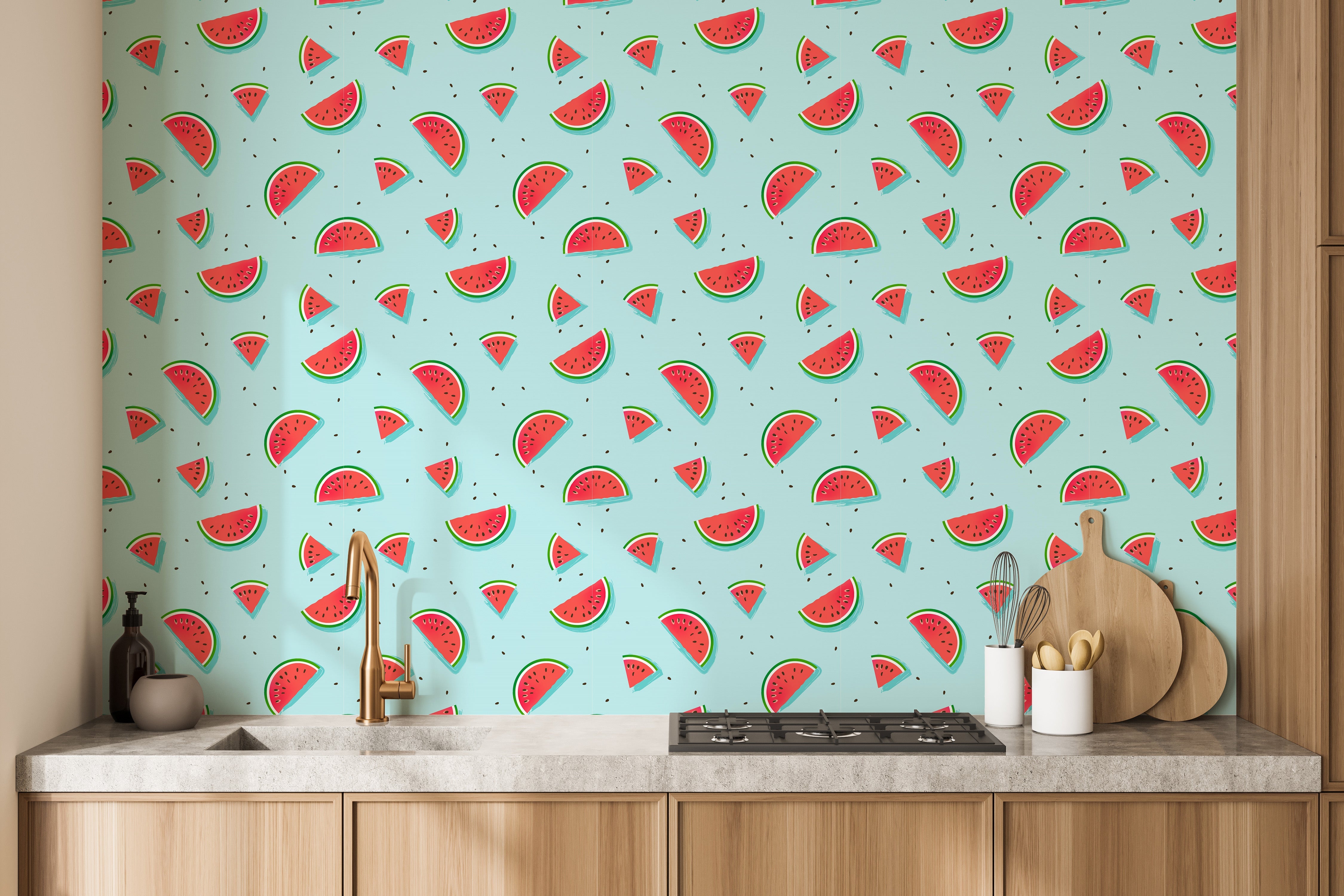 Quirky watermelon pattern wallpaper mural
