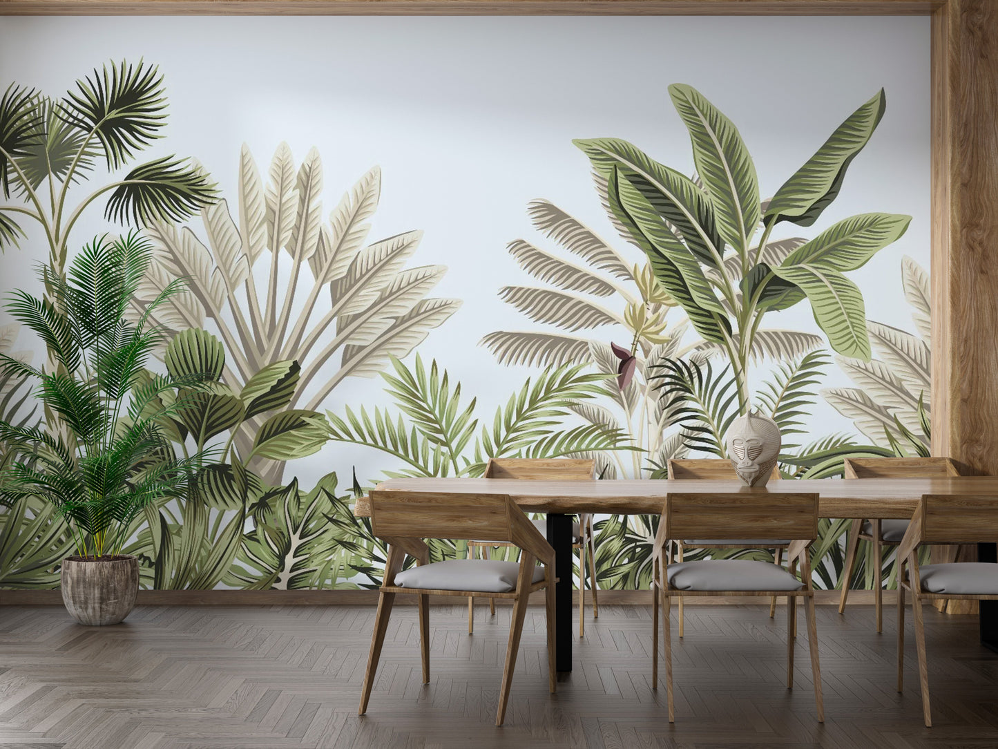 Vintage Tropical Leaves Wallpaper Mural - Giffywalls