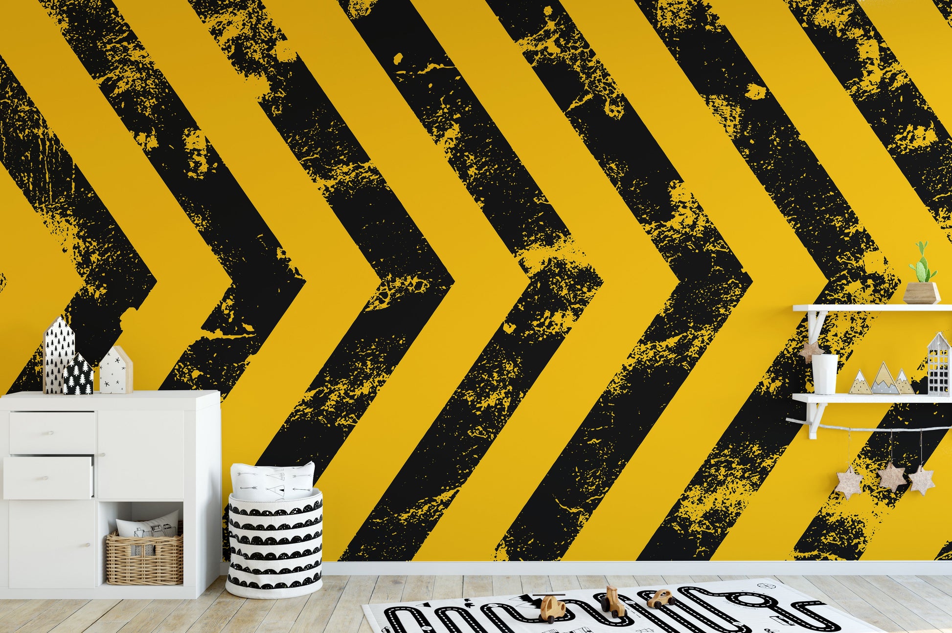 Yellow Grunge Hazard Stripes Wallpaper - Giffywalls