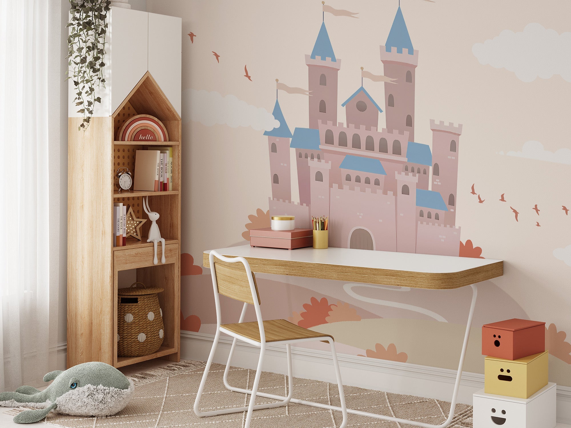 Whimsical castle wallpaper brings enchantment to playrooms