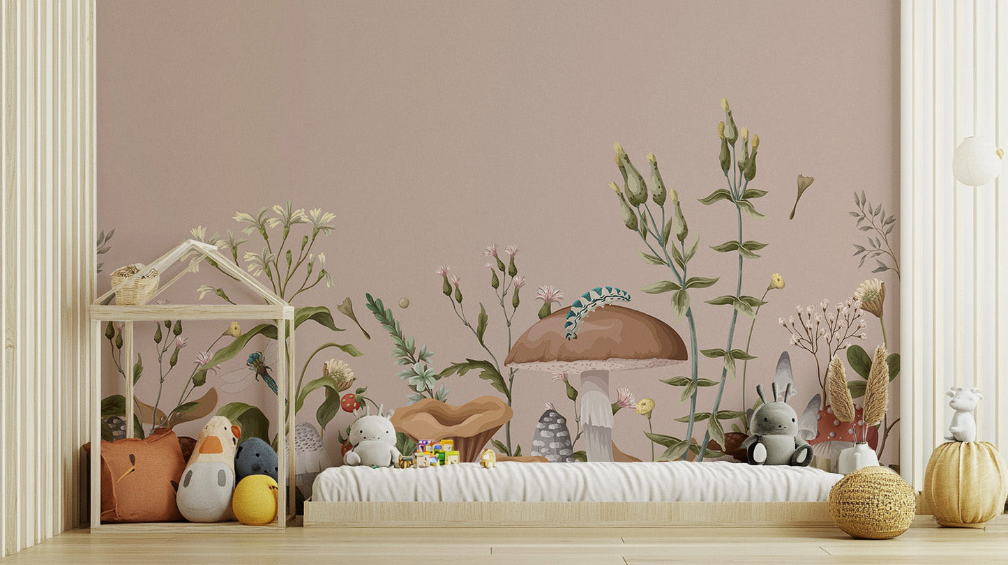 Mushroom Garden Wallpaper Mural - Giffywalls