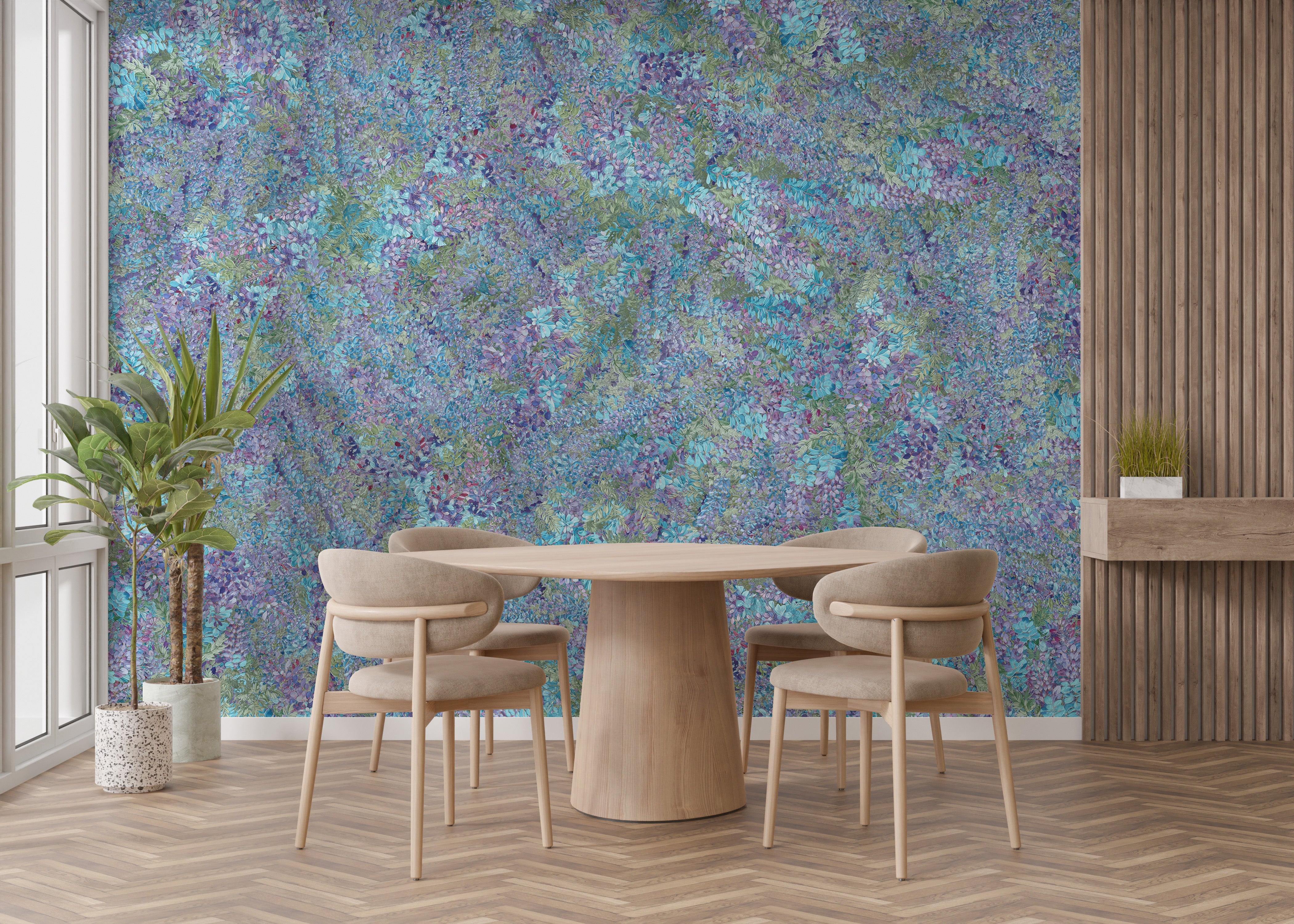 Wisteria Purple and Green Leaves Wallpaper Murals - Giffywalls