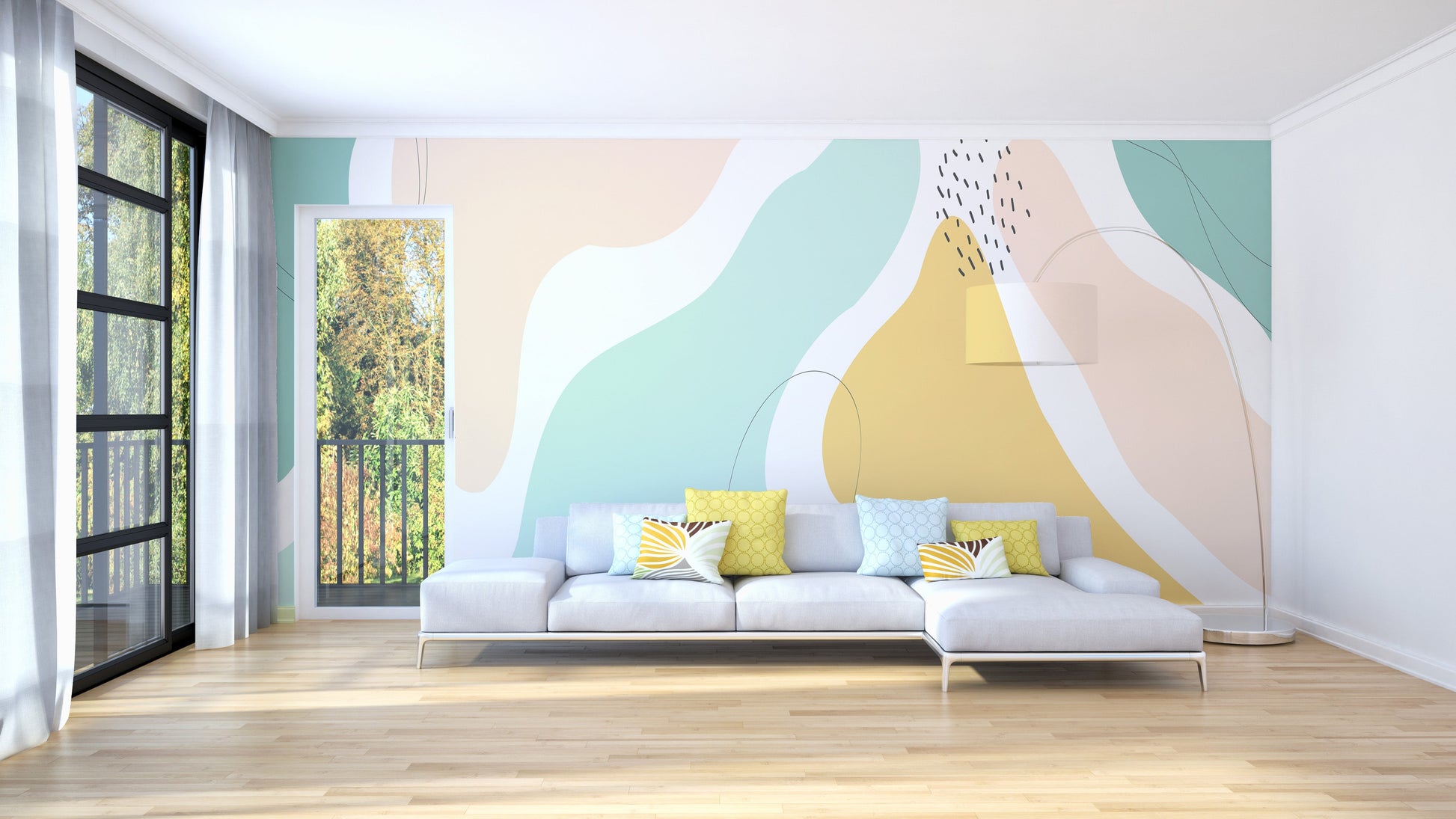 Beautiful Pastel Color Shapes Wallpaper Mural - Giffywalls