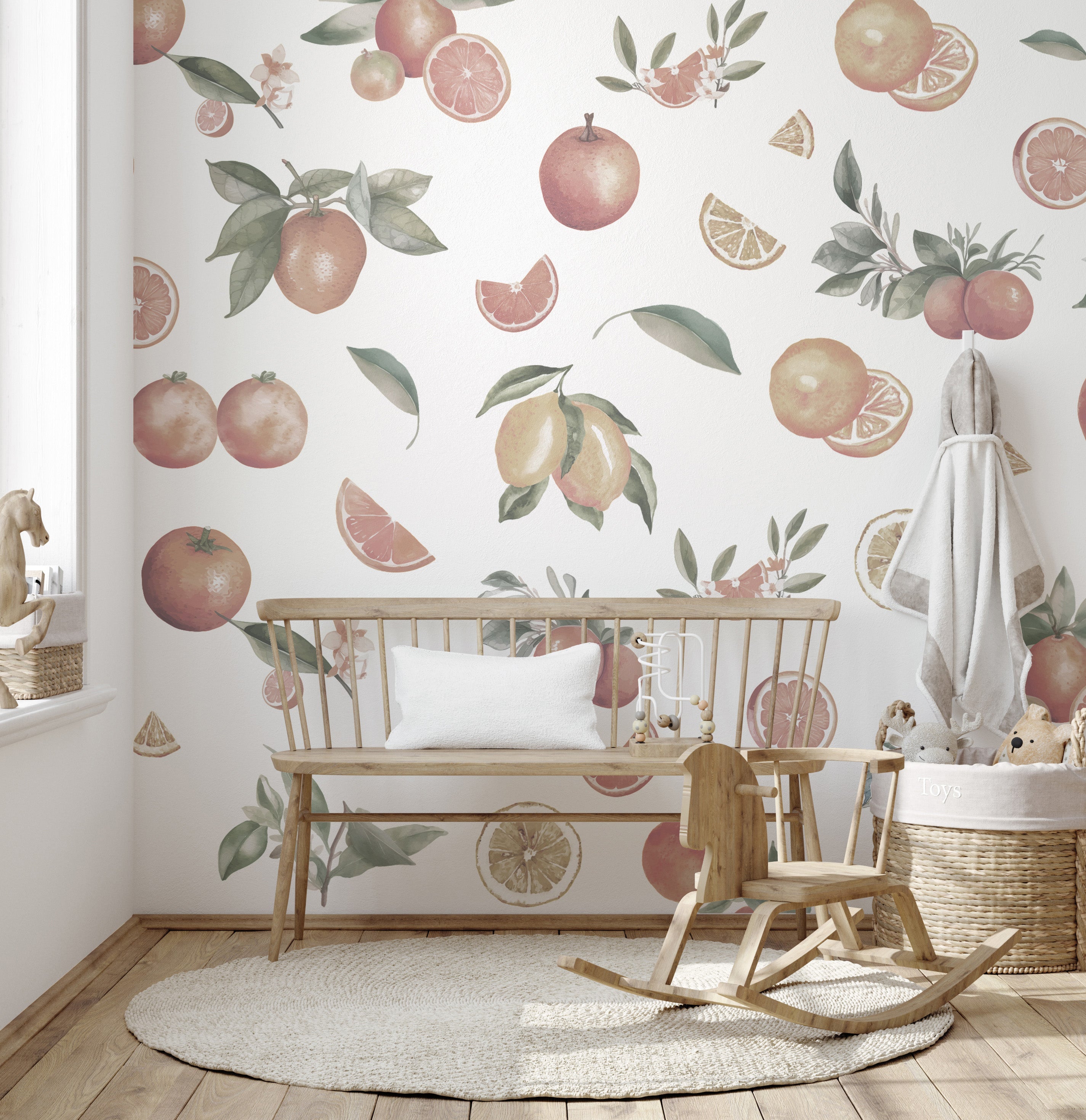 Elegant Citrus Orchard Delight wallpaper mural