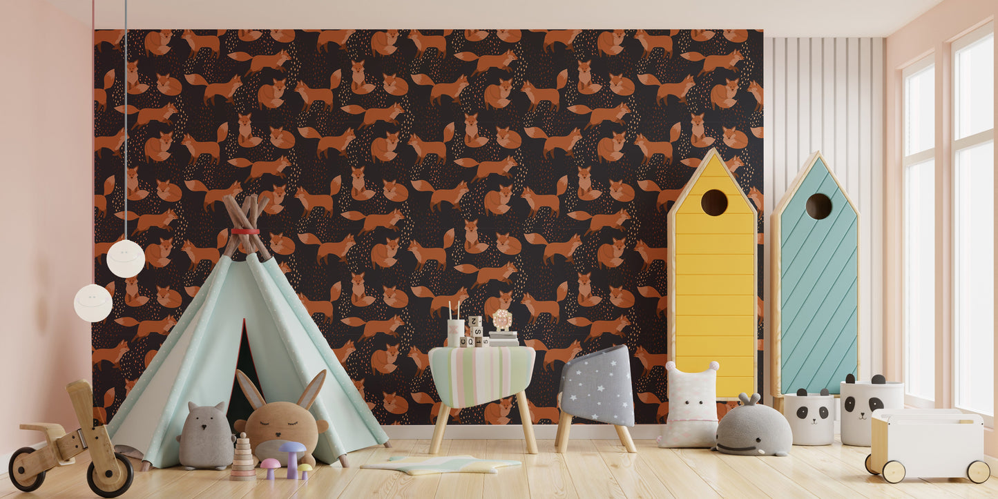 Adorable fox-themed wallpaper design
