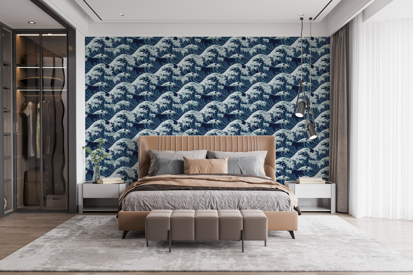 Japanese Great Wave wallpaper pattern