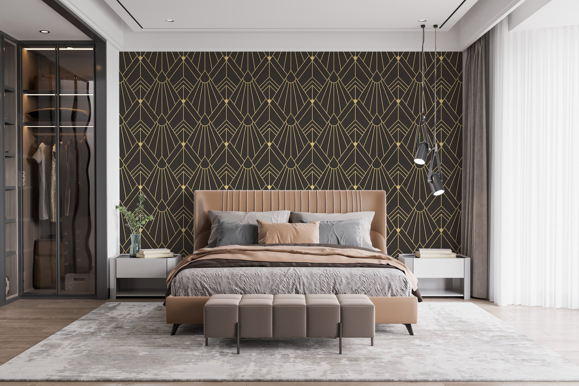 Abstract gold pattern art deco wallpaper
