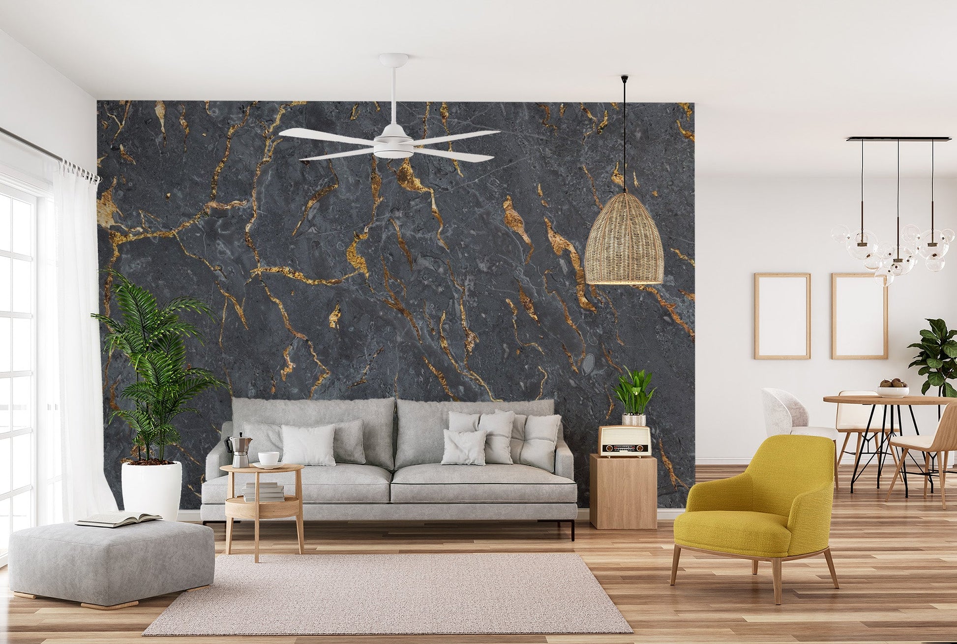 Black Marble Wallpaper Mural - Giffywalls