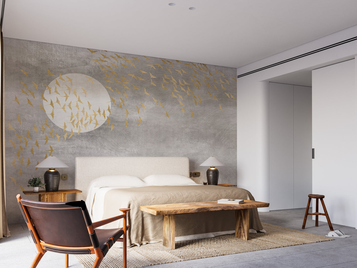 Golden Birds Flying in Sky Wallpaper Murals - Giffywalls