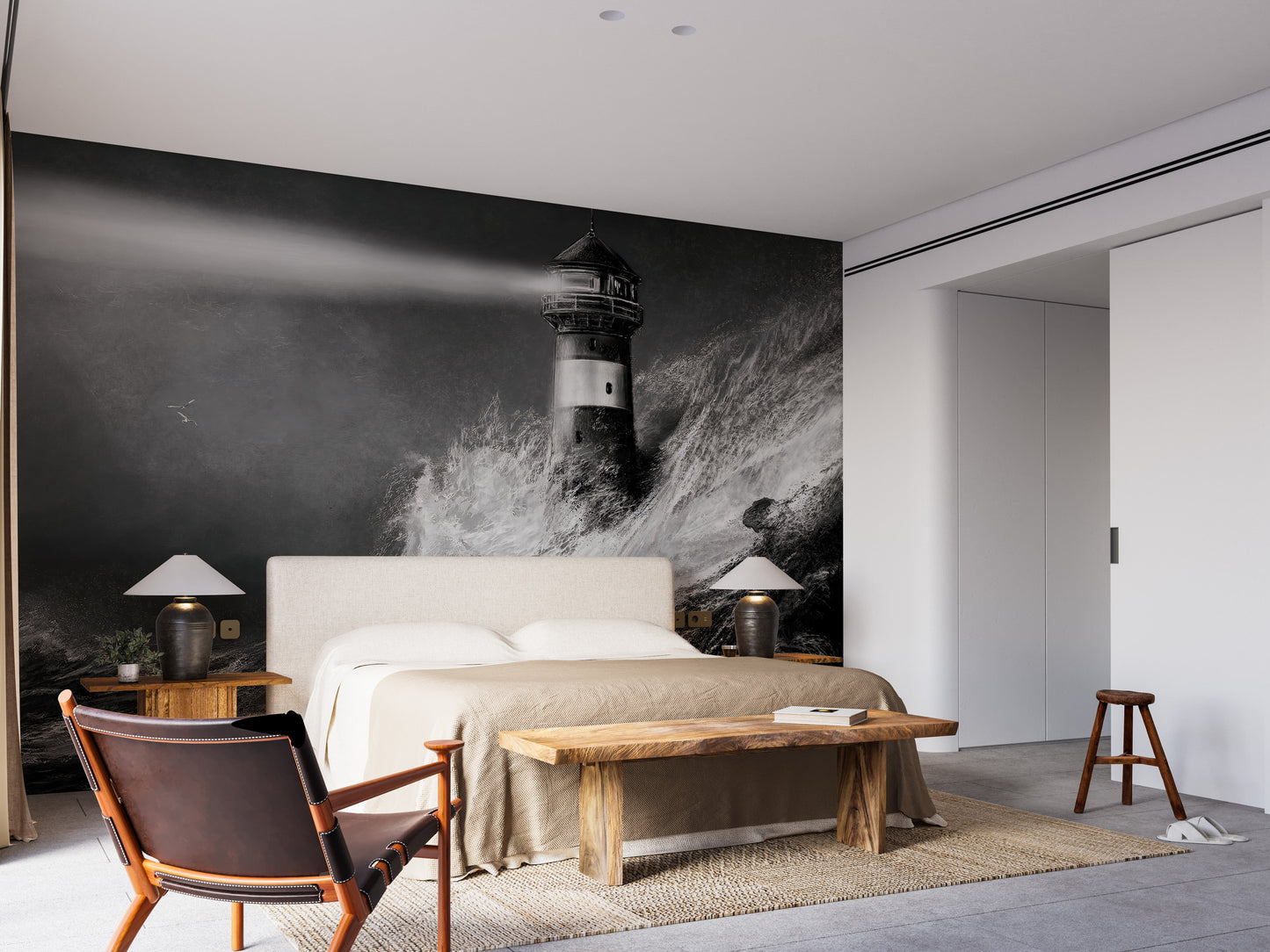 Fierce Waters Lighthouse Wall Mural
