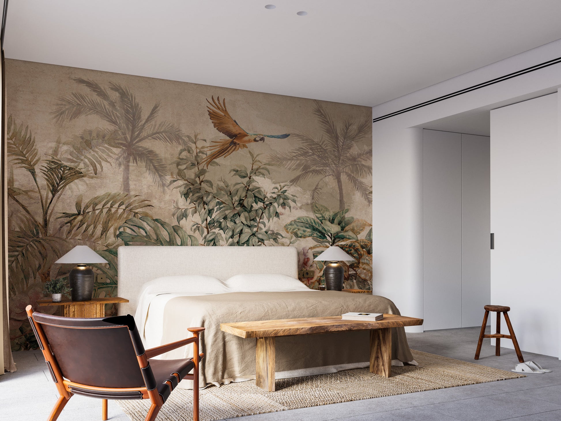 Vintage Sepia Tropical Forest Wall Mural
