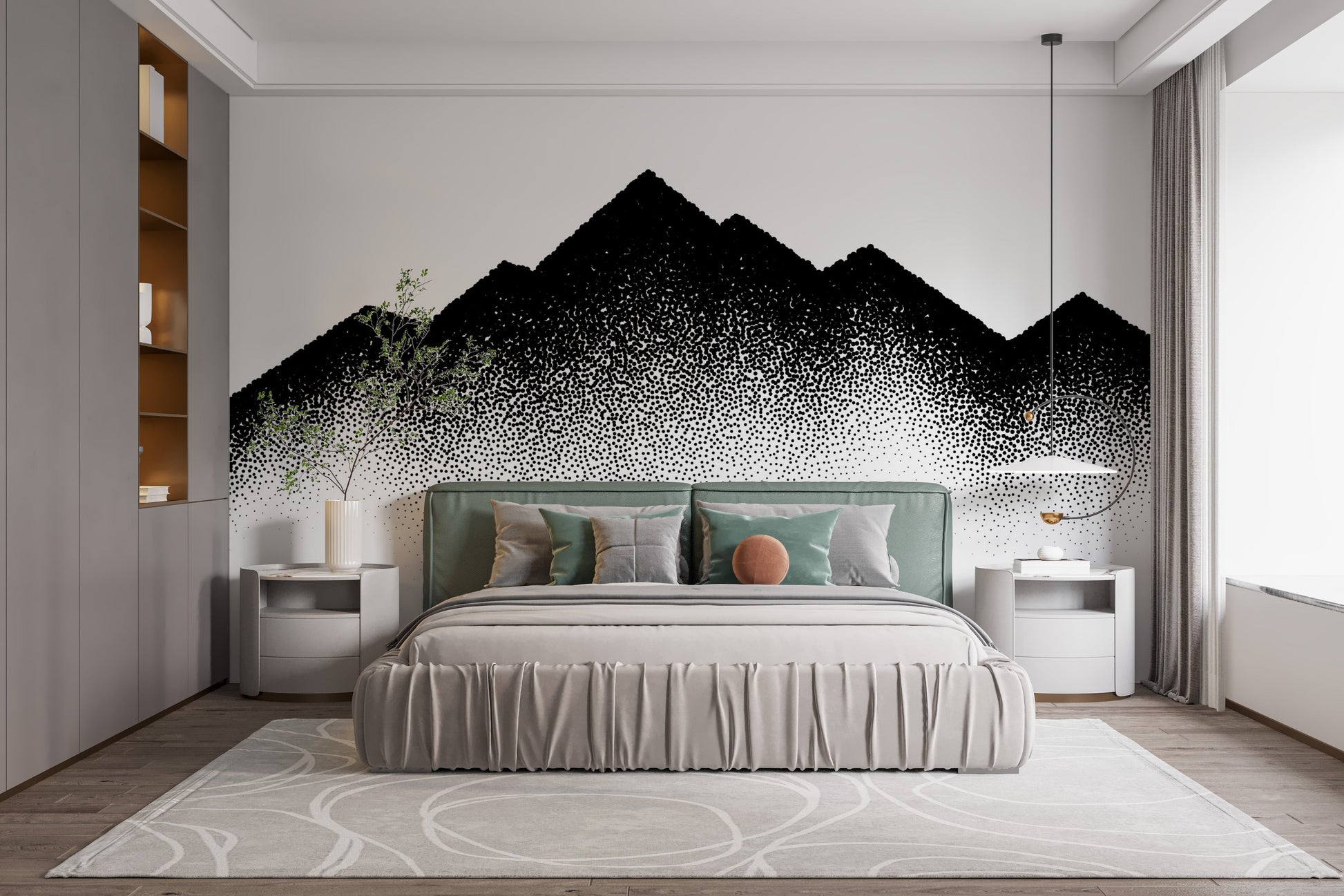 Mountains Wave Scattered Dots Wallpaper Murals - Giffywalls