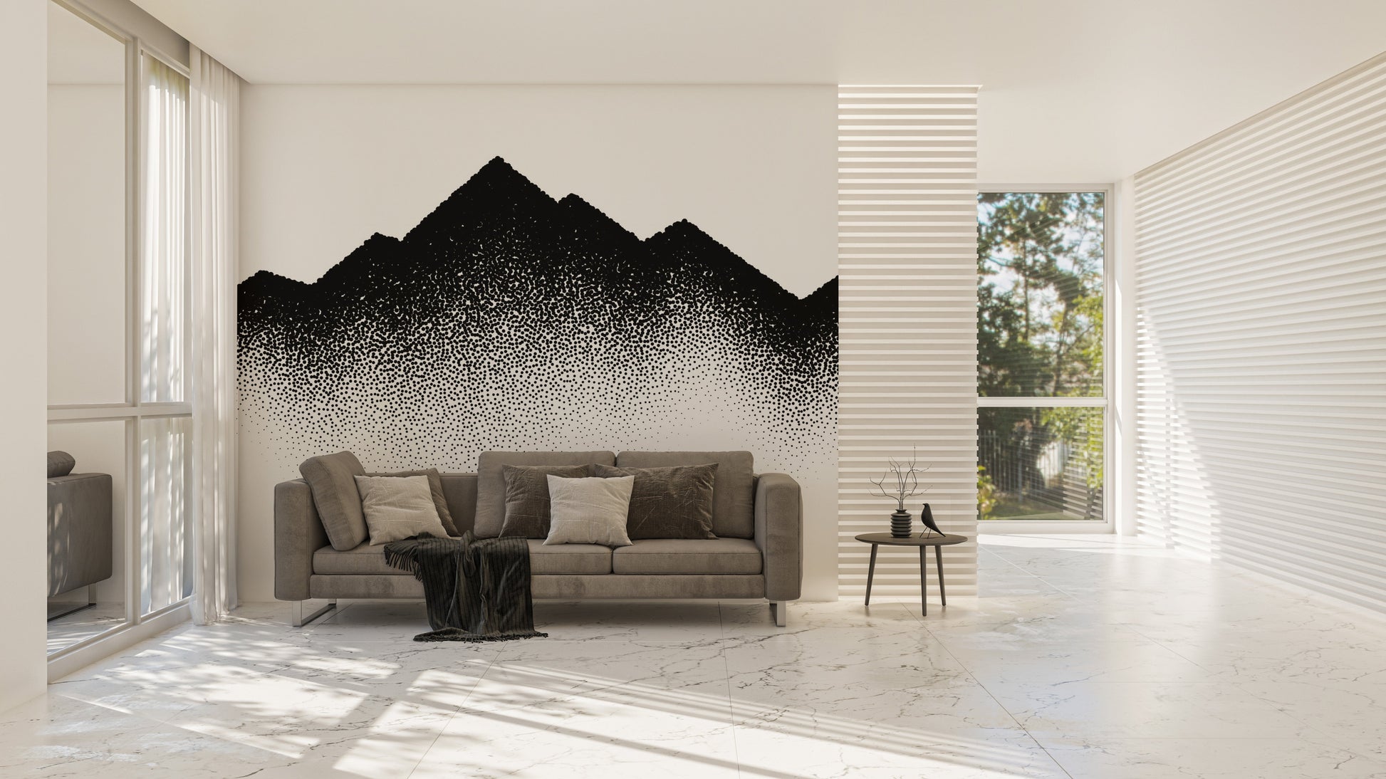 Mountains Wave Scattered Dots Wallpaper Murals - Giffywalls