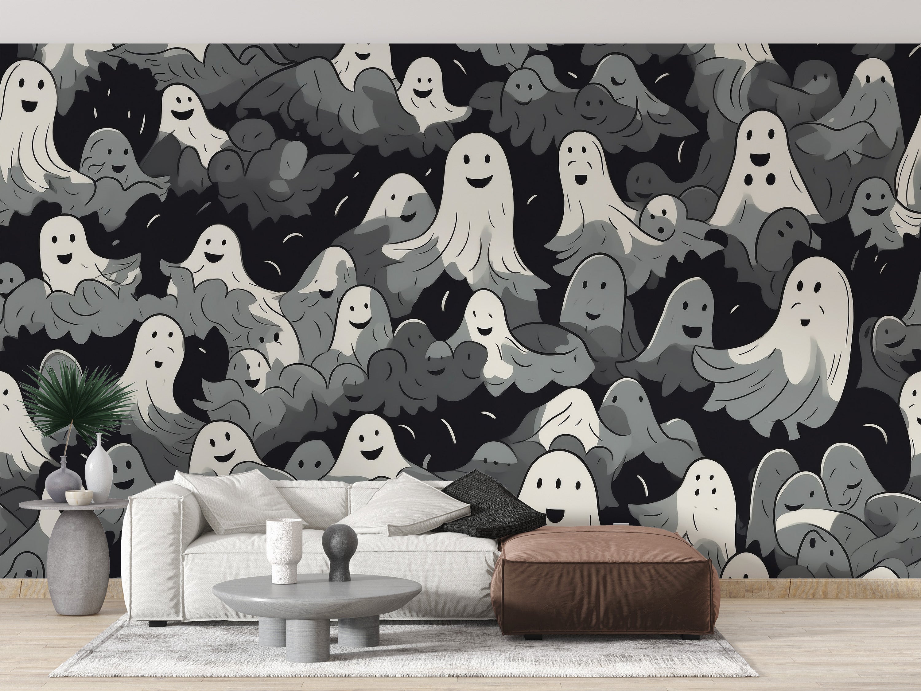 Black and White Ghosts Halloween Wallpaper - Giffywalls